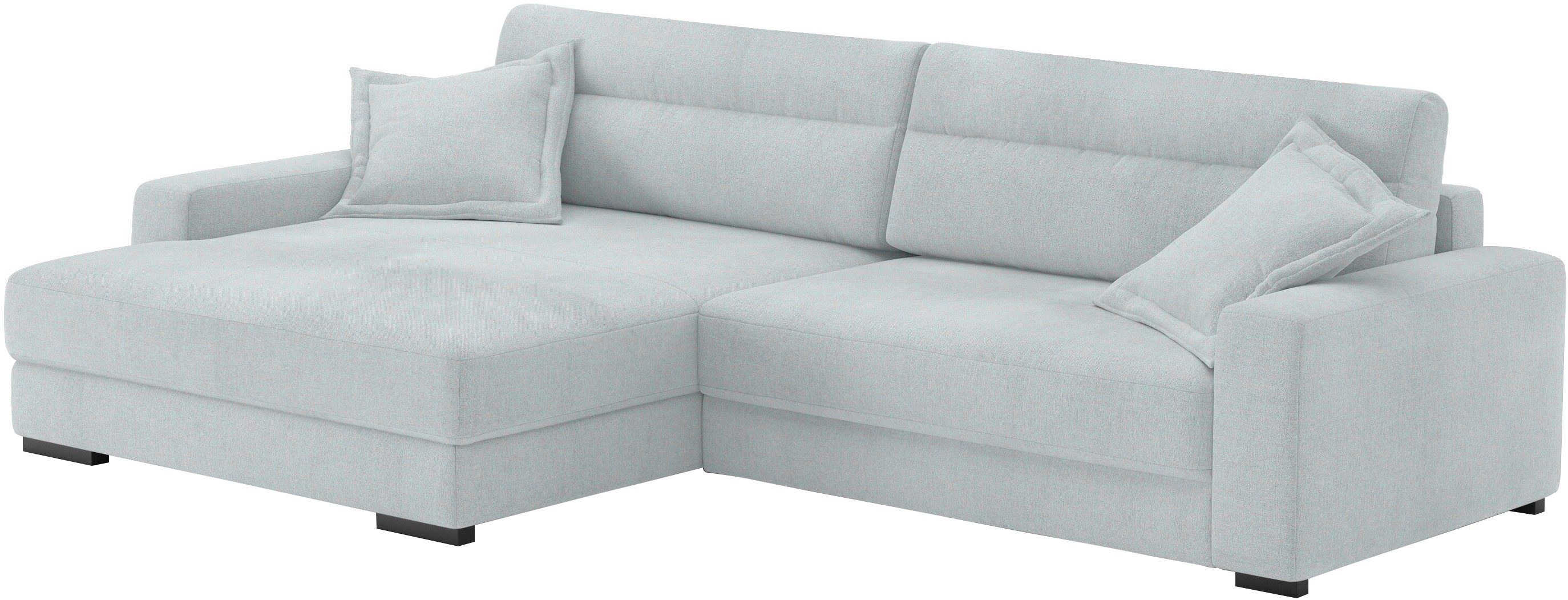 Mr. Couch Hoekbank Marcello L-vorm inclusief easybett en bedlade grijs, hoekbanken, Bettfunktion rechts-Recamiere links