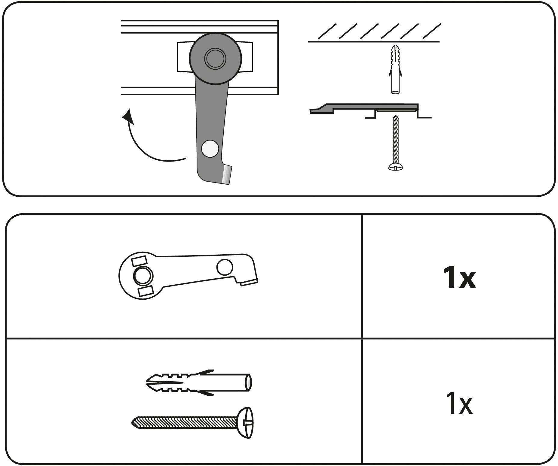 GARDINIA Gordijnroedehouder Plafondsteun Serie aluminiumrail 13 mm (2 stuks)