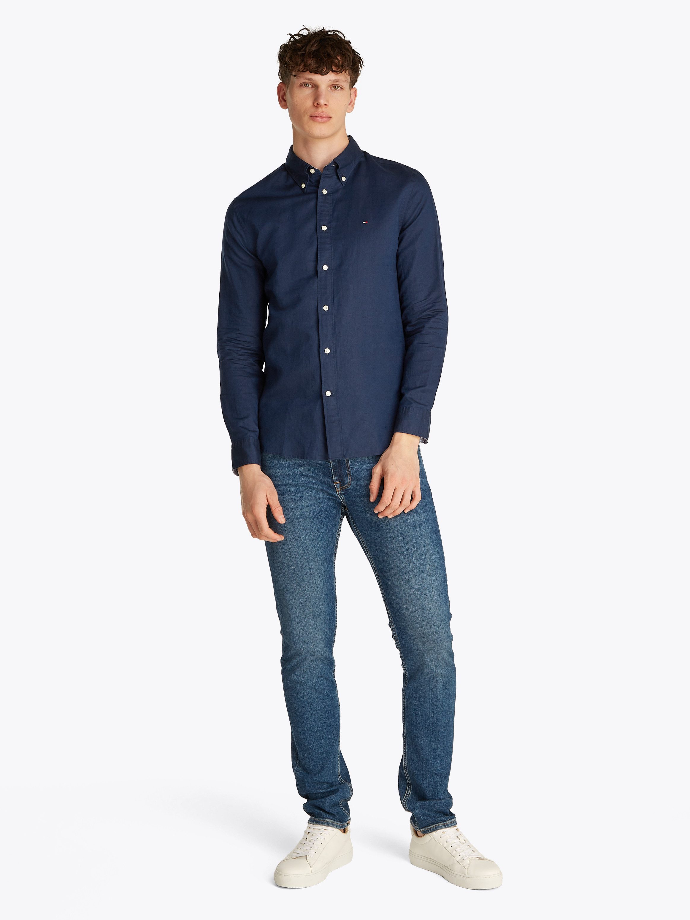Tommy Hilfiger Overhemd met lange mouwen LINEN BLEND SOLID RF SHIRT