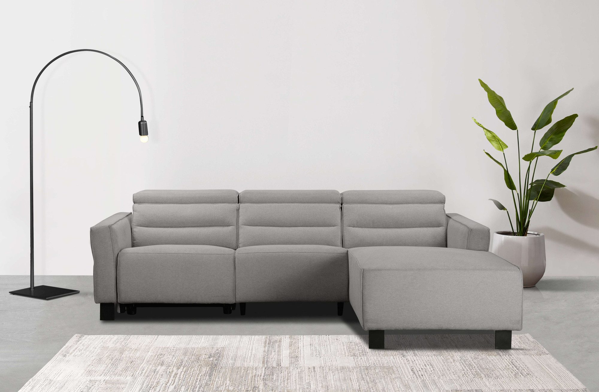 Places of Style Hoekbank Carpari, L-vorm, 263 cm, handmatige of elektrische relaxfunctie