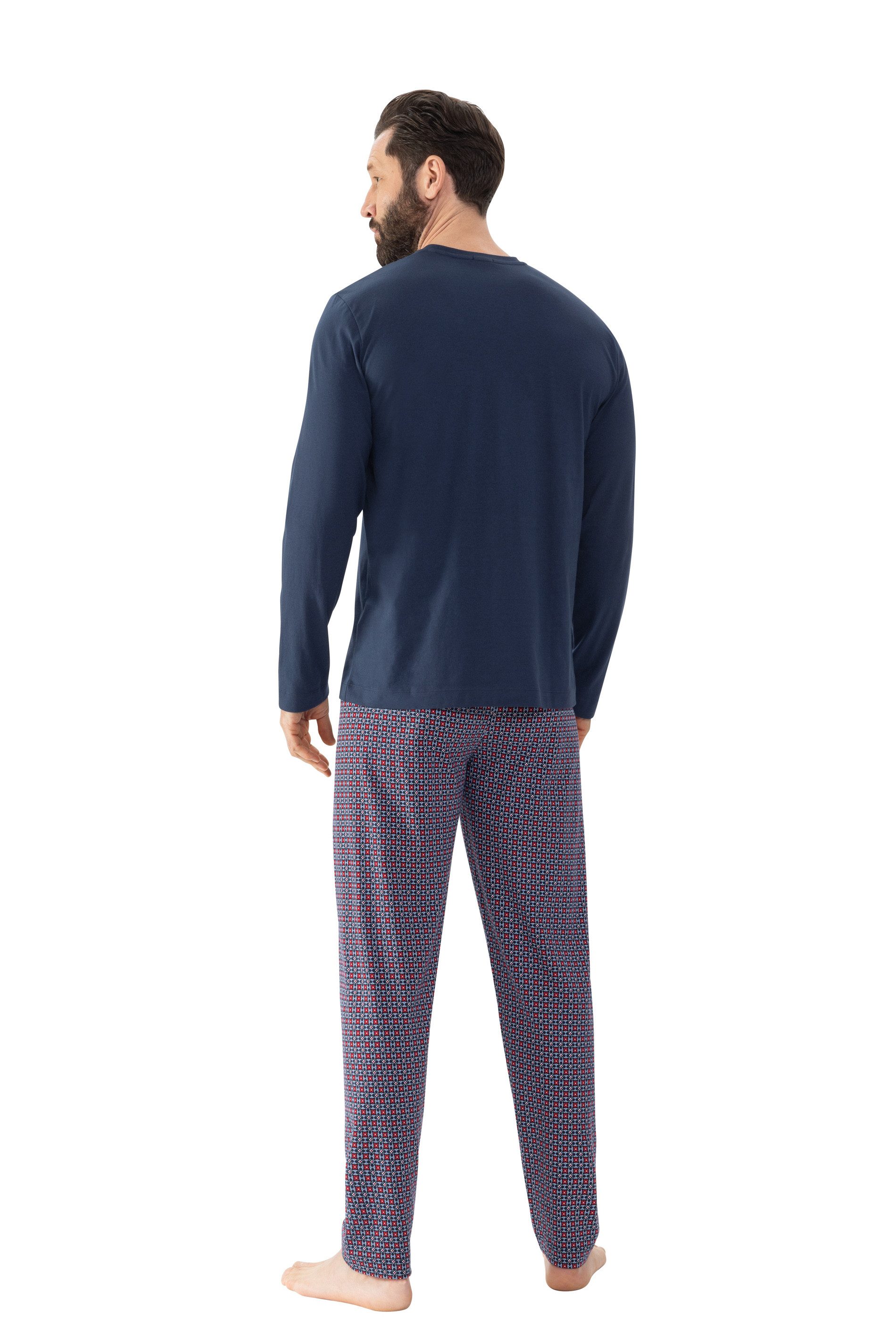 Mey Pyjama RED TILE Shirt met lange mouwen en borstzak