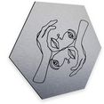 wall-art metalen artprint yin yang wanddecoratie zilver hexagon (1 stuk) zilver