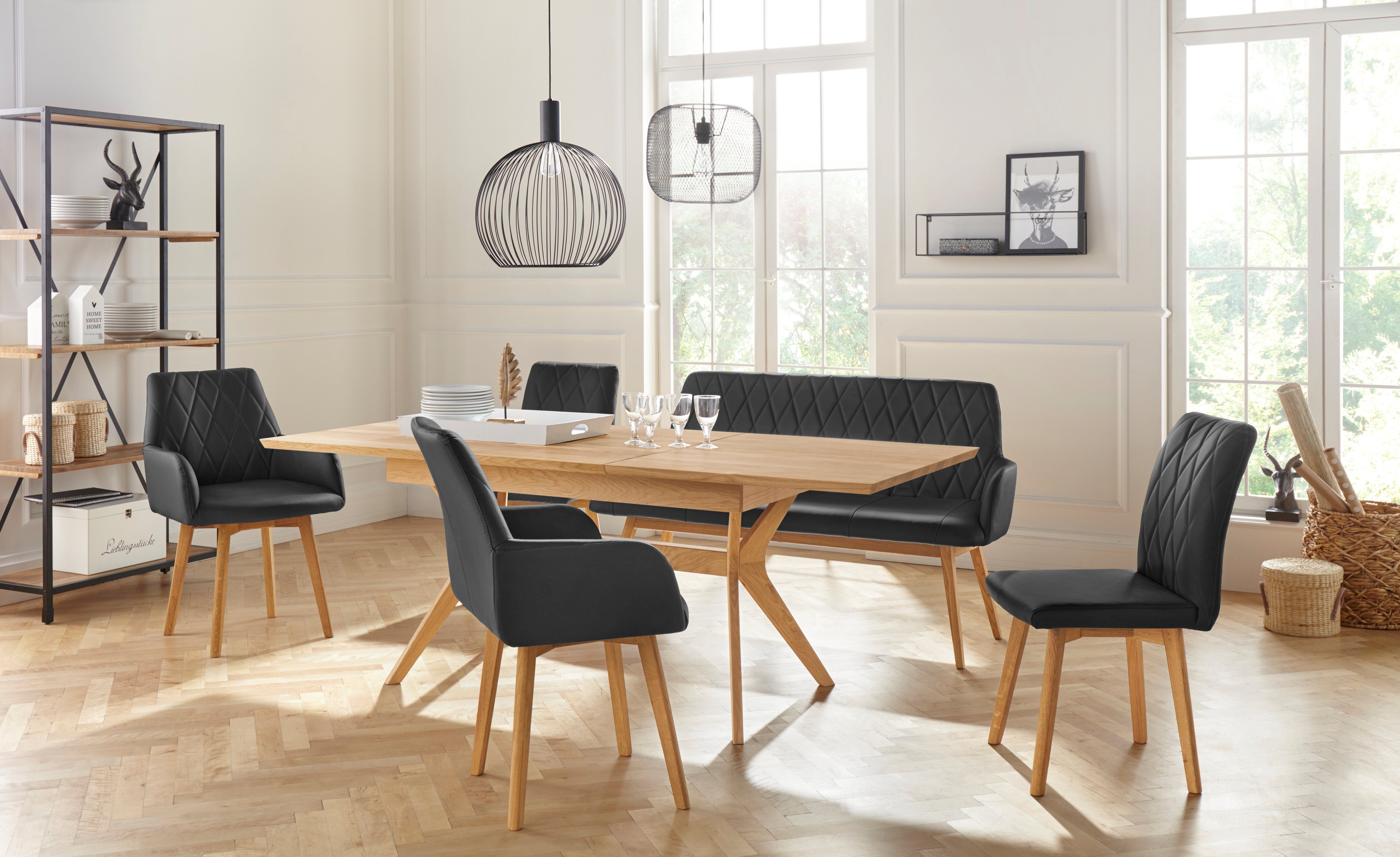 Home affaire Eetkamerstoel Brest Frame van eiken massief hout geolied (2 stuks)
