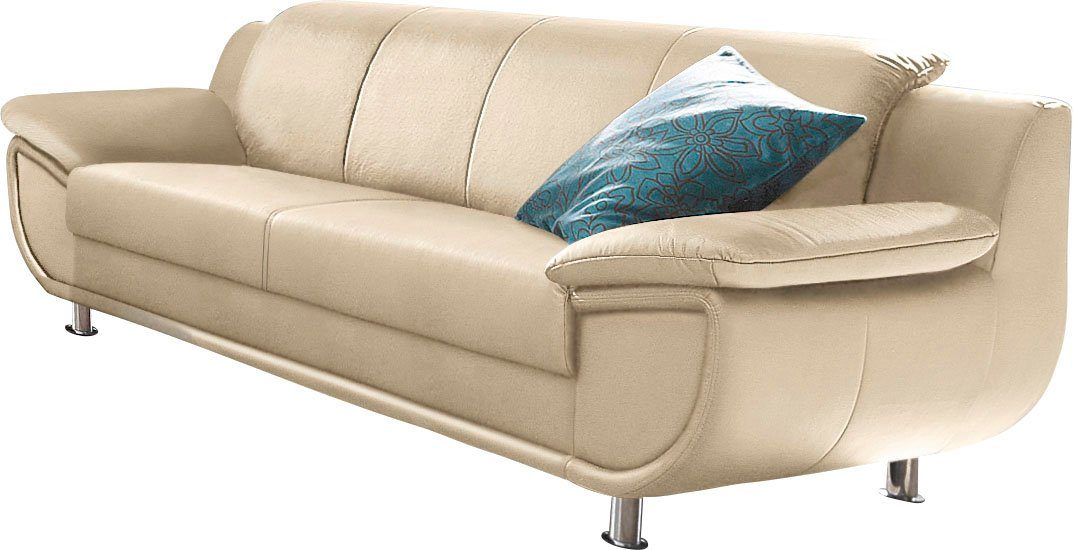 TRENDMANUFAKTUR 3-zitsbank Rondo, breedte 207 cm, brede armleuningen, chromen poten Big-sofa optioneel met bonnellvering, in verschillende bekledingen bestelbaar
