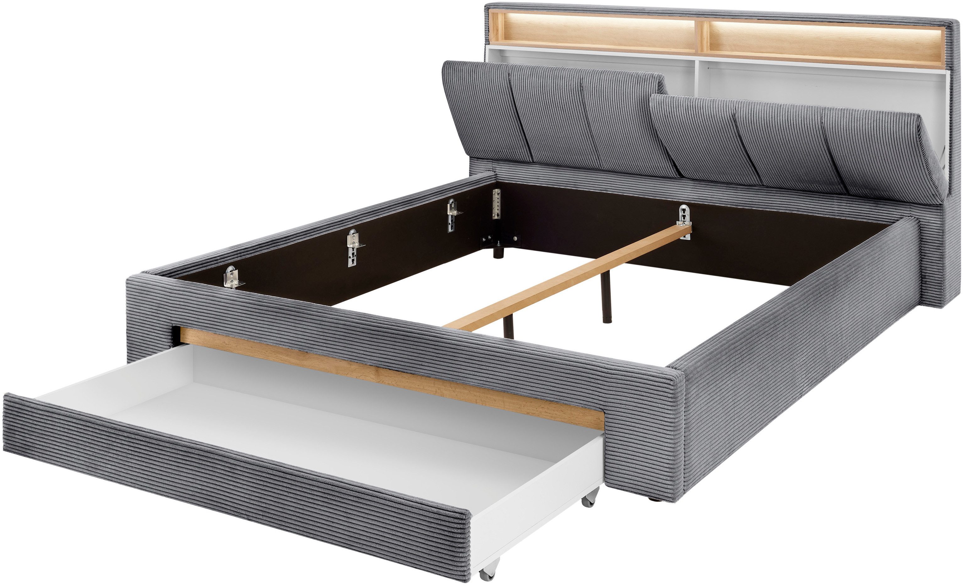 INOSIGN Gestoffeerd bed CiTY/GiRON,, gepolsterd opbergbed, met LED-verlichting Bedkisten met hondenbed of als opbergruimte, opklapbare hoofdeinden