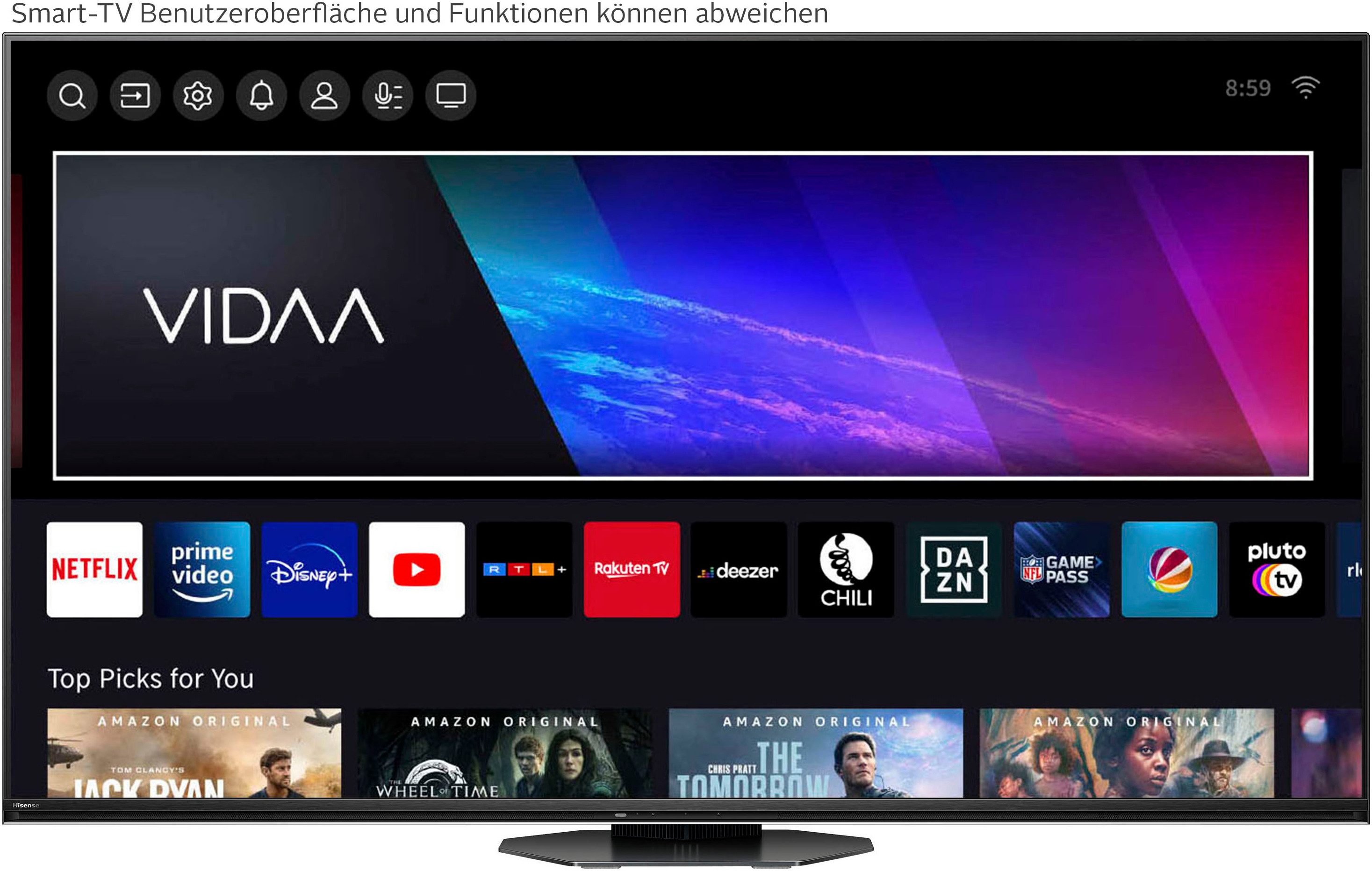 Hisense Mini-led-tv 65U8NQ, 164 cm / 65", 4K Ultra HD, Smart TV, 4k uhd, uled, mini led