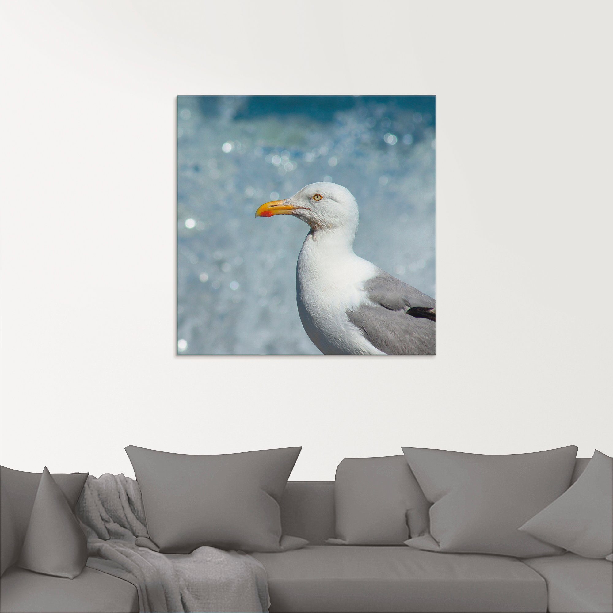 Artland Print op glas Meeuw aan de Noordzeekust