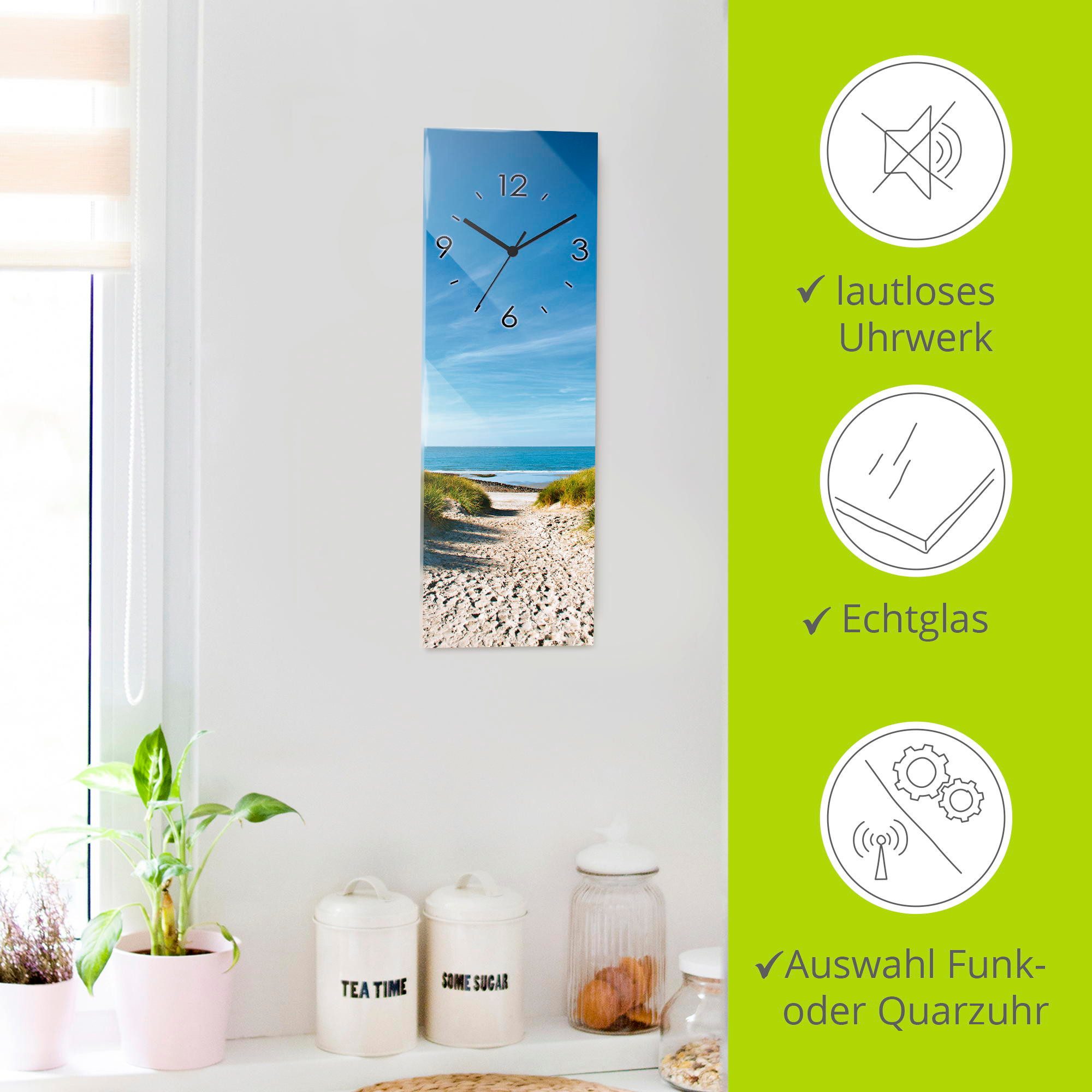 Artland Wandklok Strand met duinen en weg naar het water optioneel verkrijgbaar met kwarts- of radiografisch uurwerk, geruisloos zonder tikkend geluid