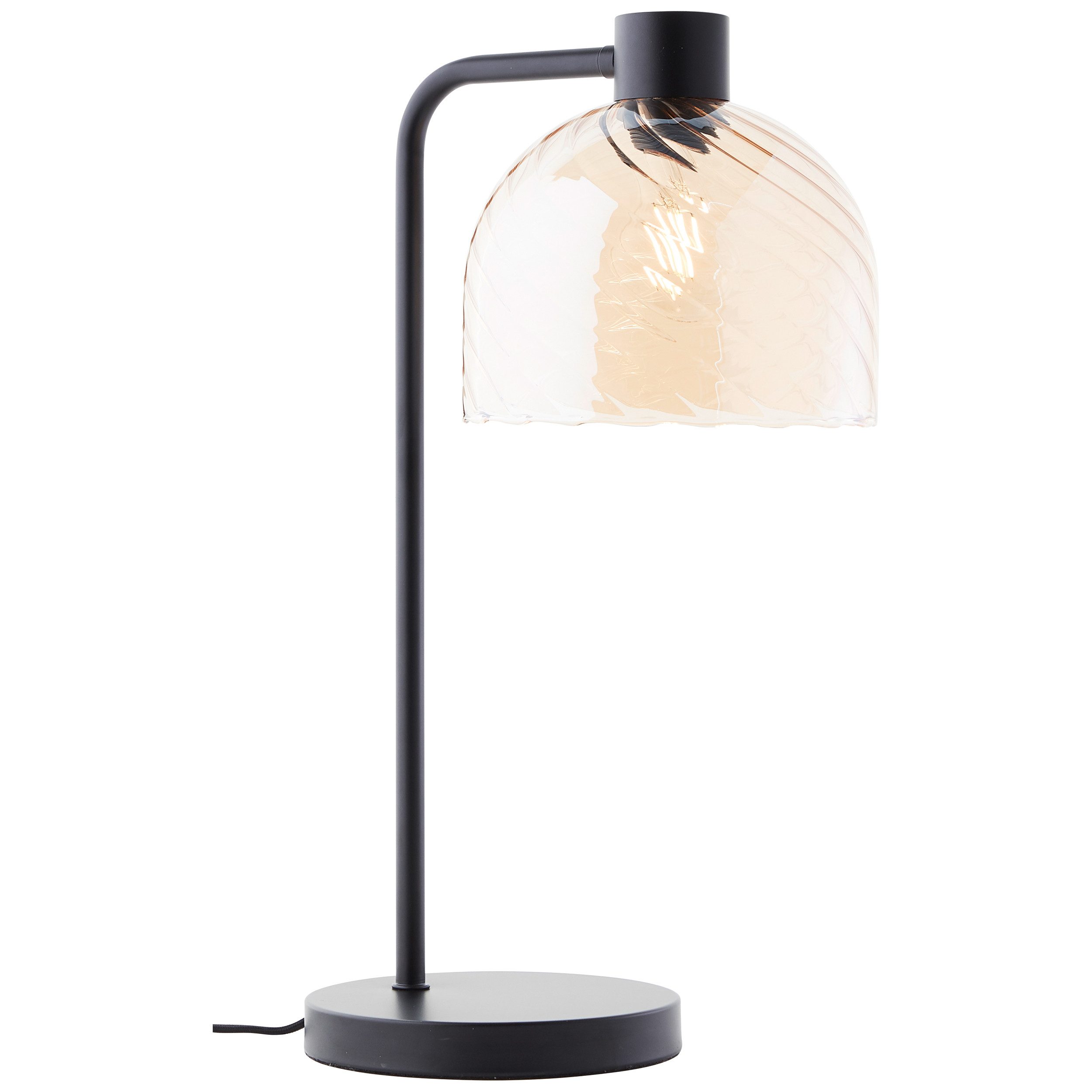 Brilliant Leuchten Tafellamp Casto 50 x 29 cm, e27, amberkleurig glas, zwart metaal