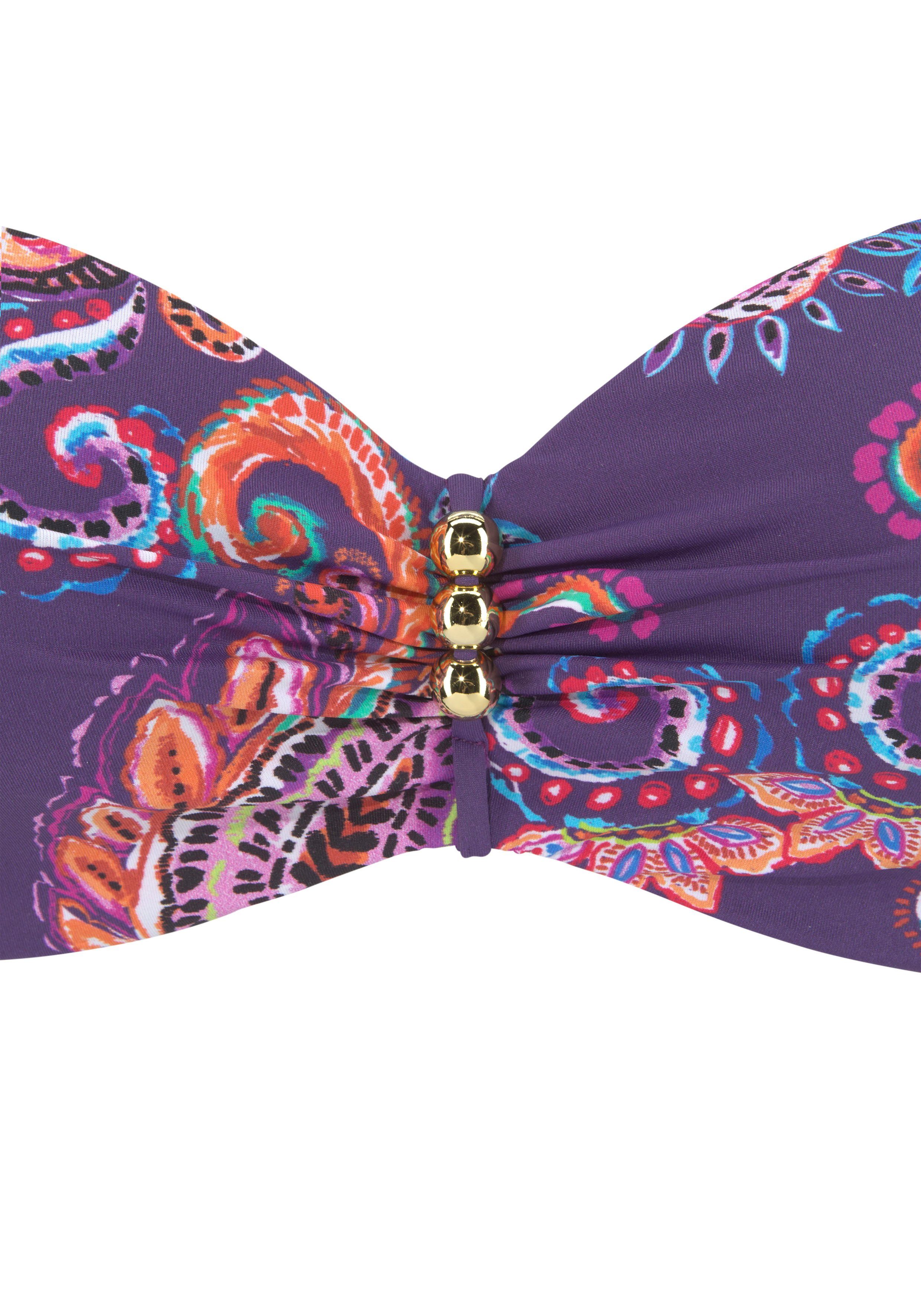 Vivance Beugelbikini in bandeaumodel met paarskleurige paisleyprint