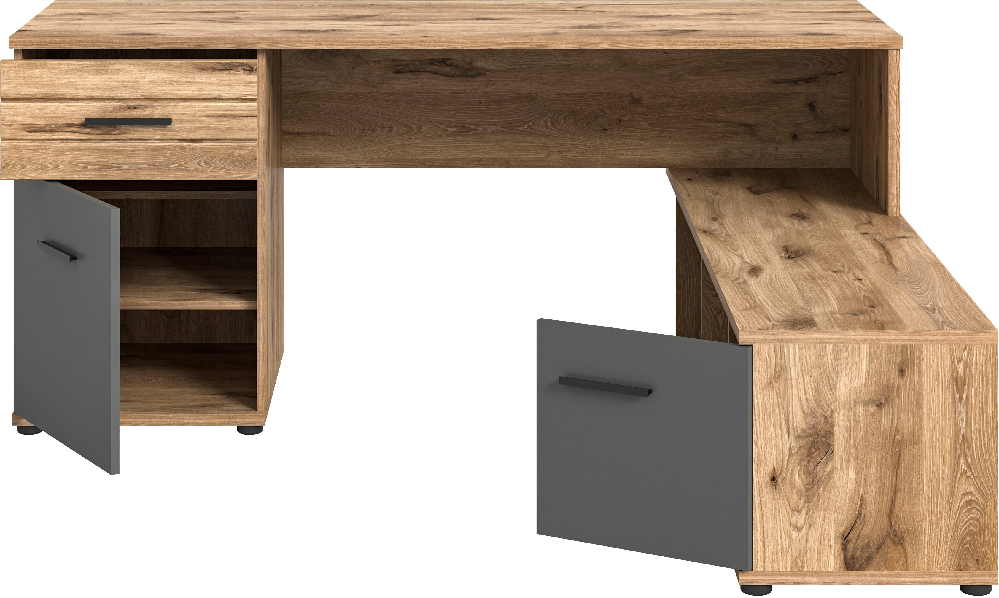 INOSIGN Hoekbureau Riga, Breedte 170cm, in Nox Eik nabootsing en Basaltgrijs