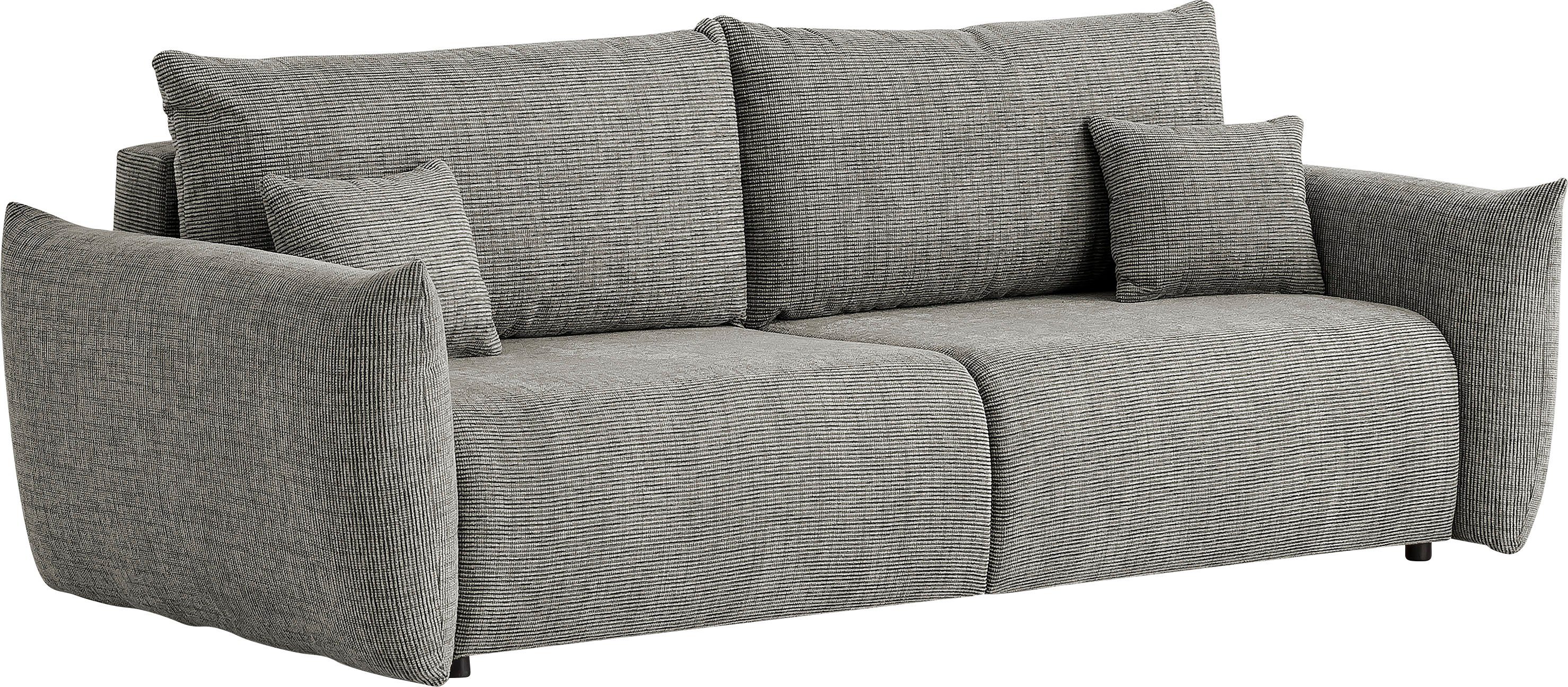 INOSIGN 3-zitsbank MAVAS slaapbank met bedlade ca. 240/108 cm (ligoppervlak 212/145 cm), ribfluweel, chenille, structuur