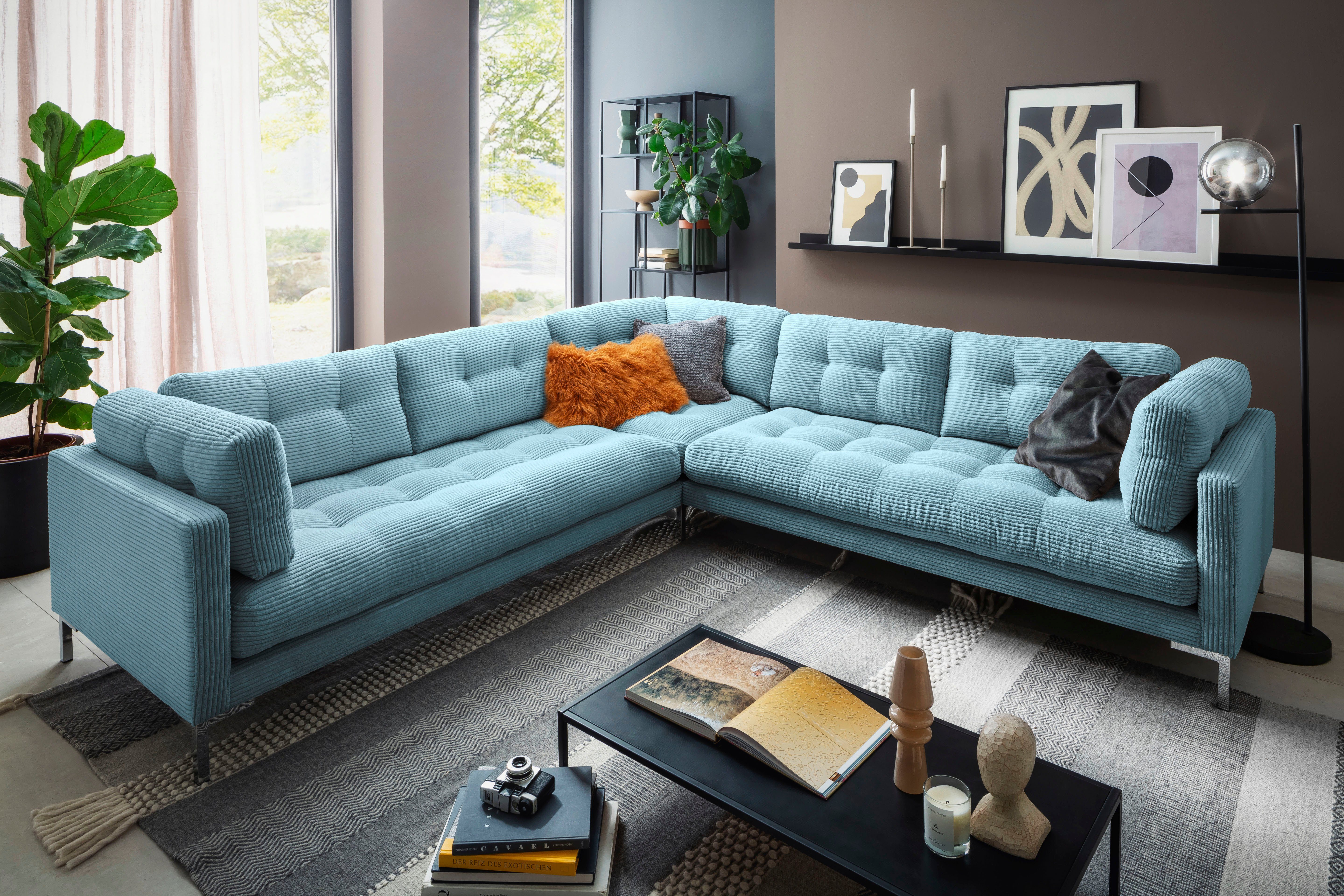 Trends by HG Zithoek Landau U-vorm in cordstof met metalen voet