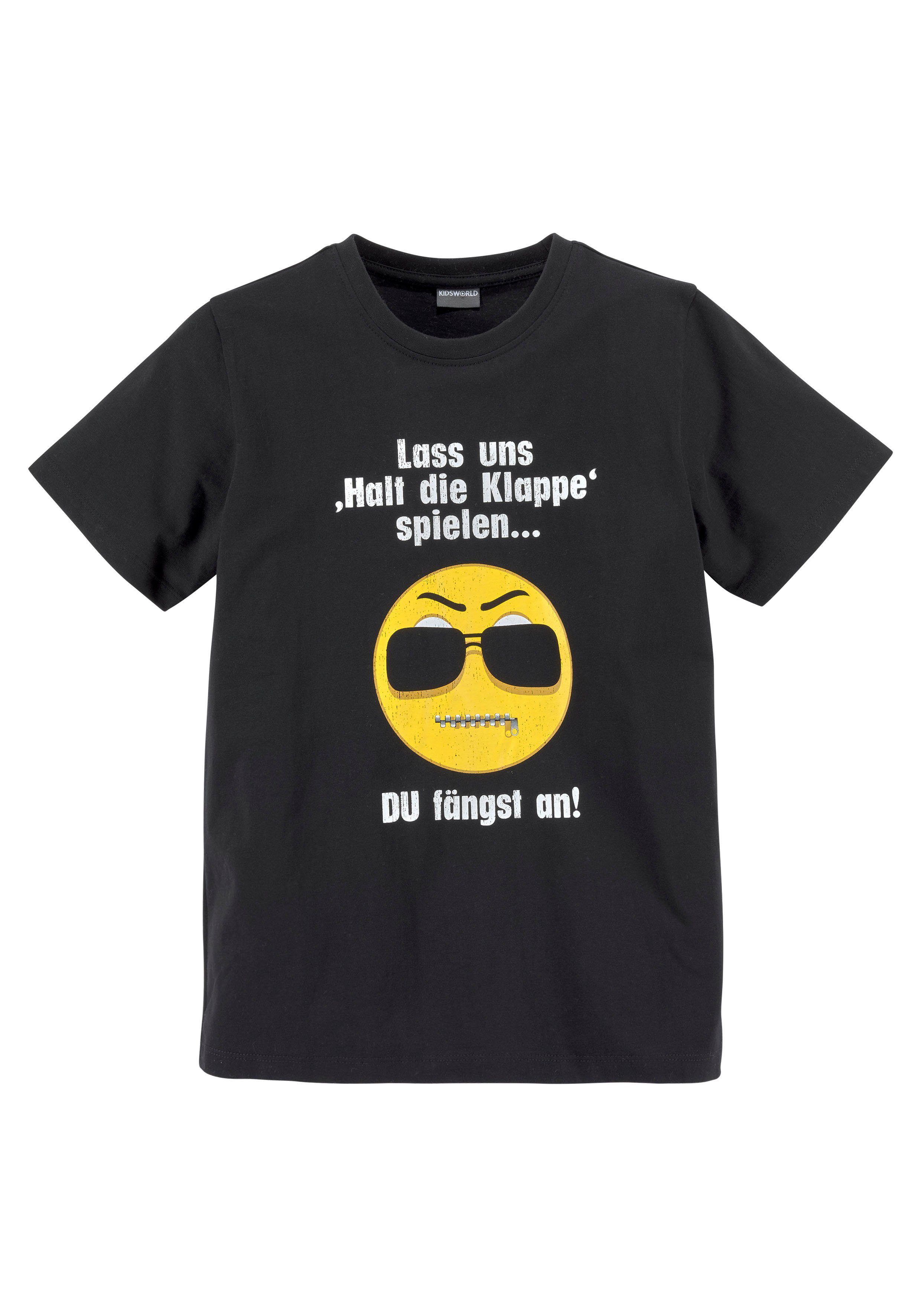 KIDSWORLD T-shirt LASS UNS: HALT DIE KLAPPEN! SPIELEN Korte mouwen, basic pasvorm, met trendy...