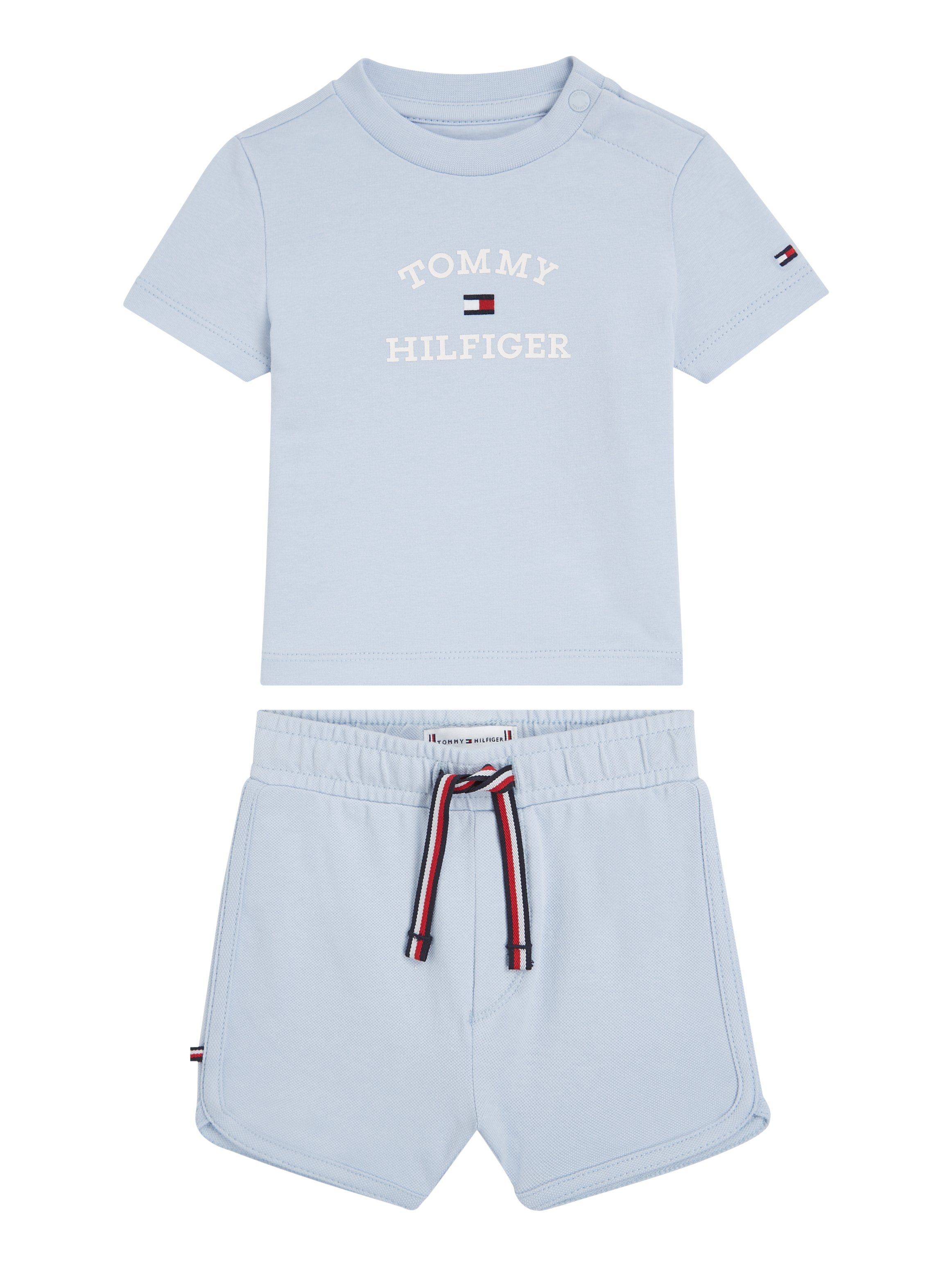 Tommy Hilfiger shirt + broek set van 2 lichtblauw Katoen Ronde hals 56