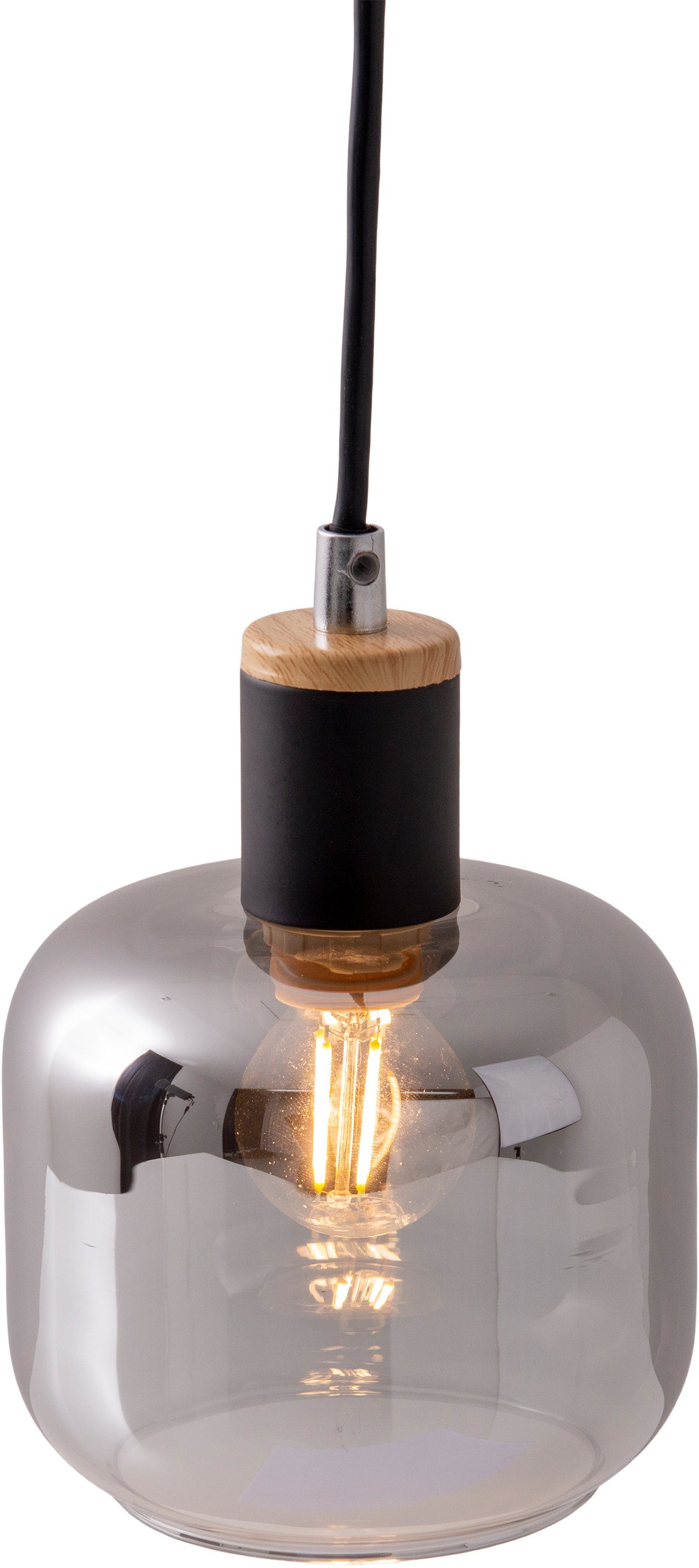 näve Hanglamp Fumoso Glas kap donker getint (rooklook) 1xE14 hoogte 120 cm zwart natuur