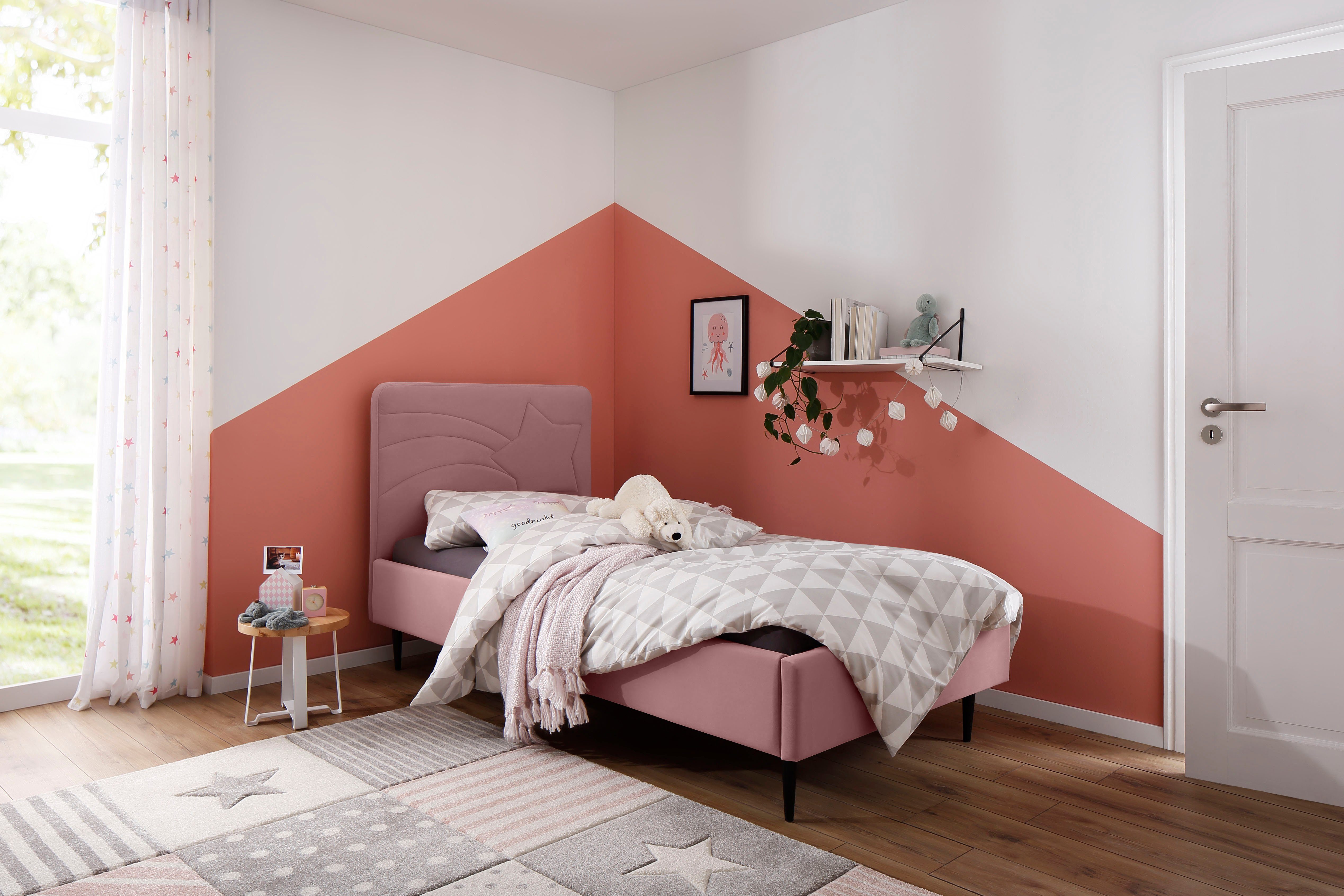 Lüttenhütt Gestoffeerd bed Jonte prettig bekleed hoofdbord met decoratief sterreliëf
