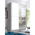 schlafkontor zweefdeurkast met spiegel, uittrekbare garderobestang en extra planken wit