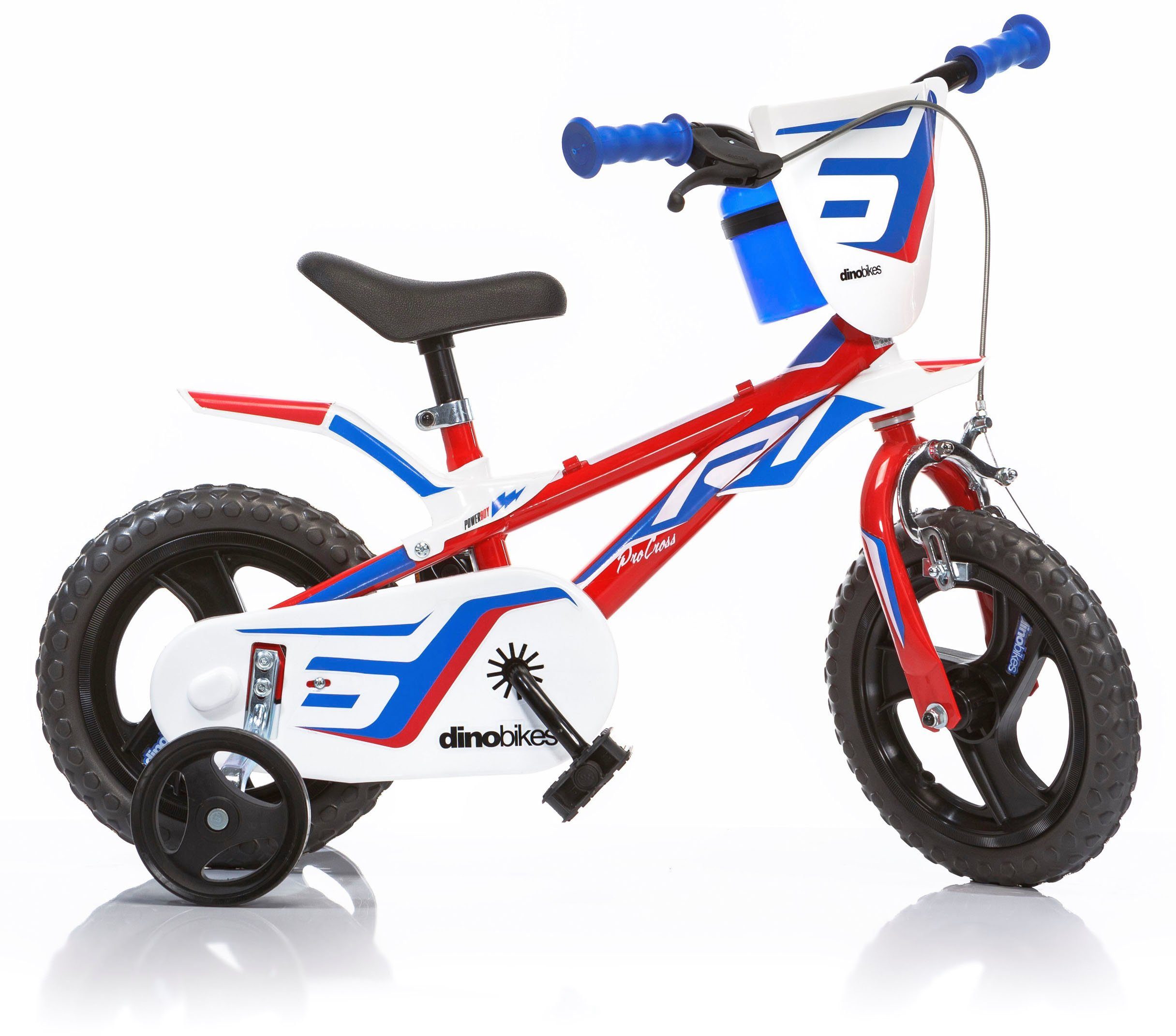 Dino Kinderfiets Mountainbike 12 inch met zijwieltjes, klep en coole spatborden