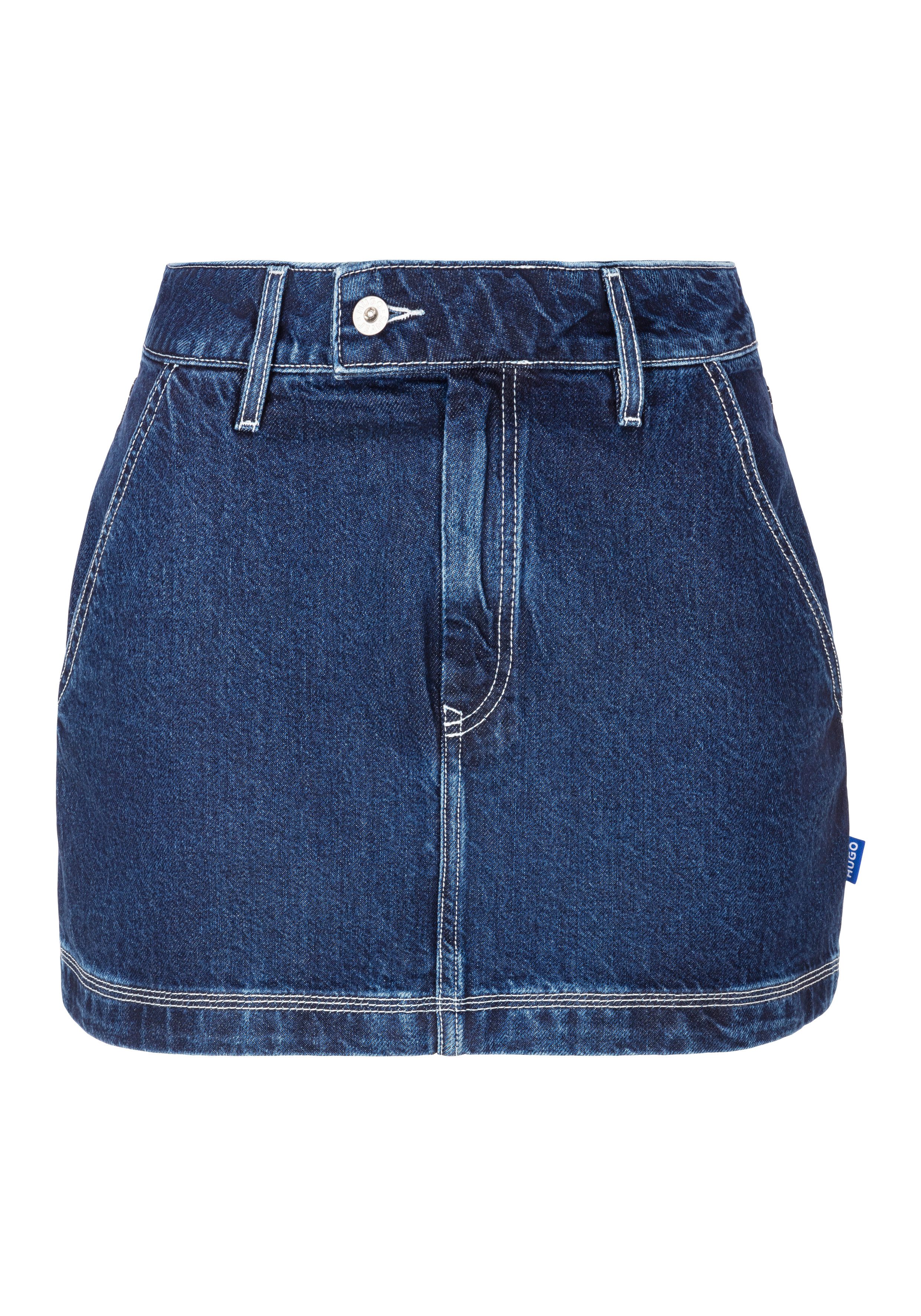 HUGO Blue Minirok Garalia_B met contrasterende stiksels