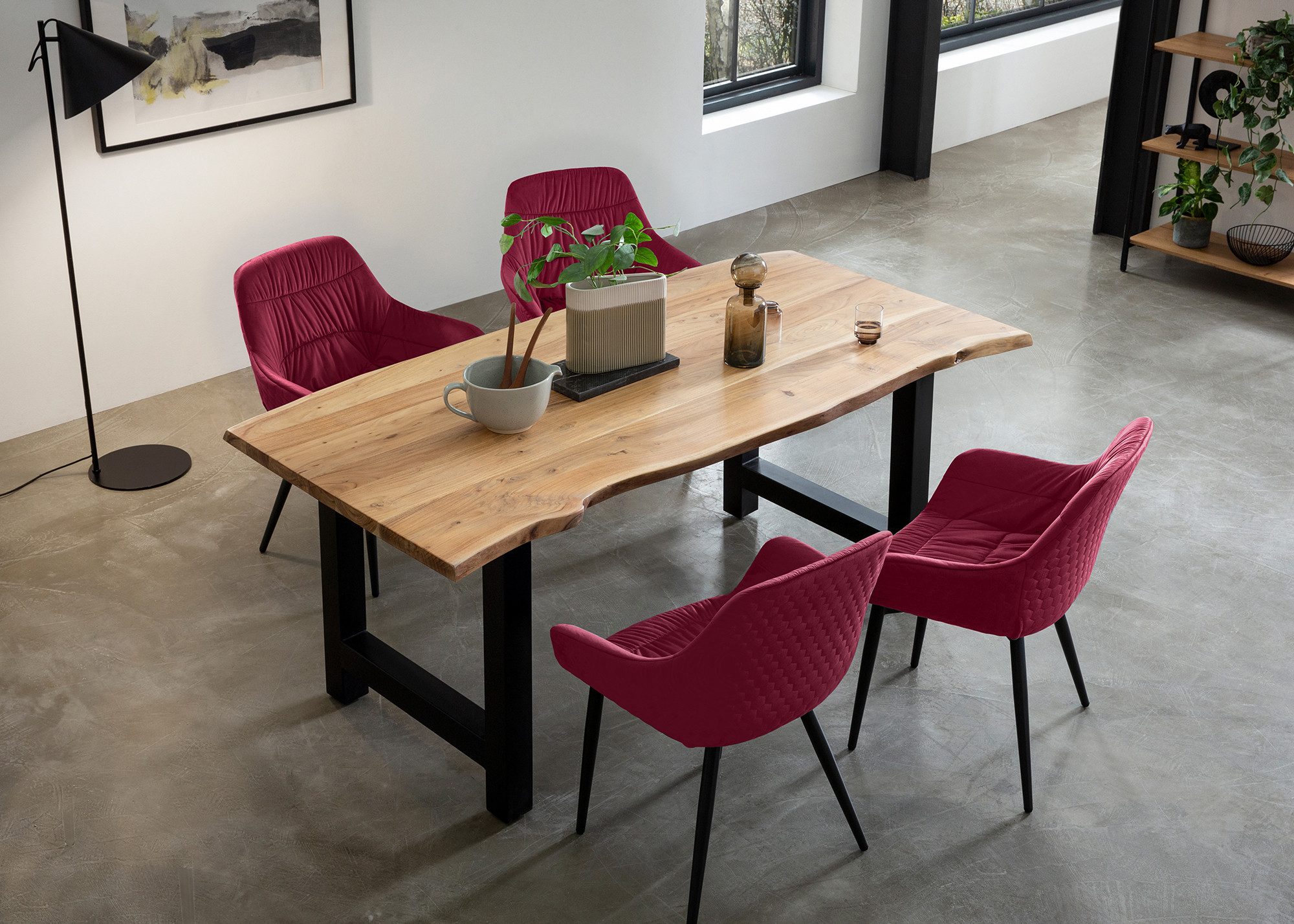 SalesFever Eethoek Massief hout geolied en tweevoudig gewaxt (set, 5-delig) eethoeken rood