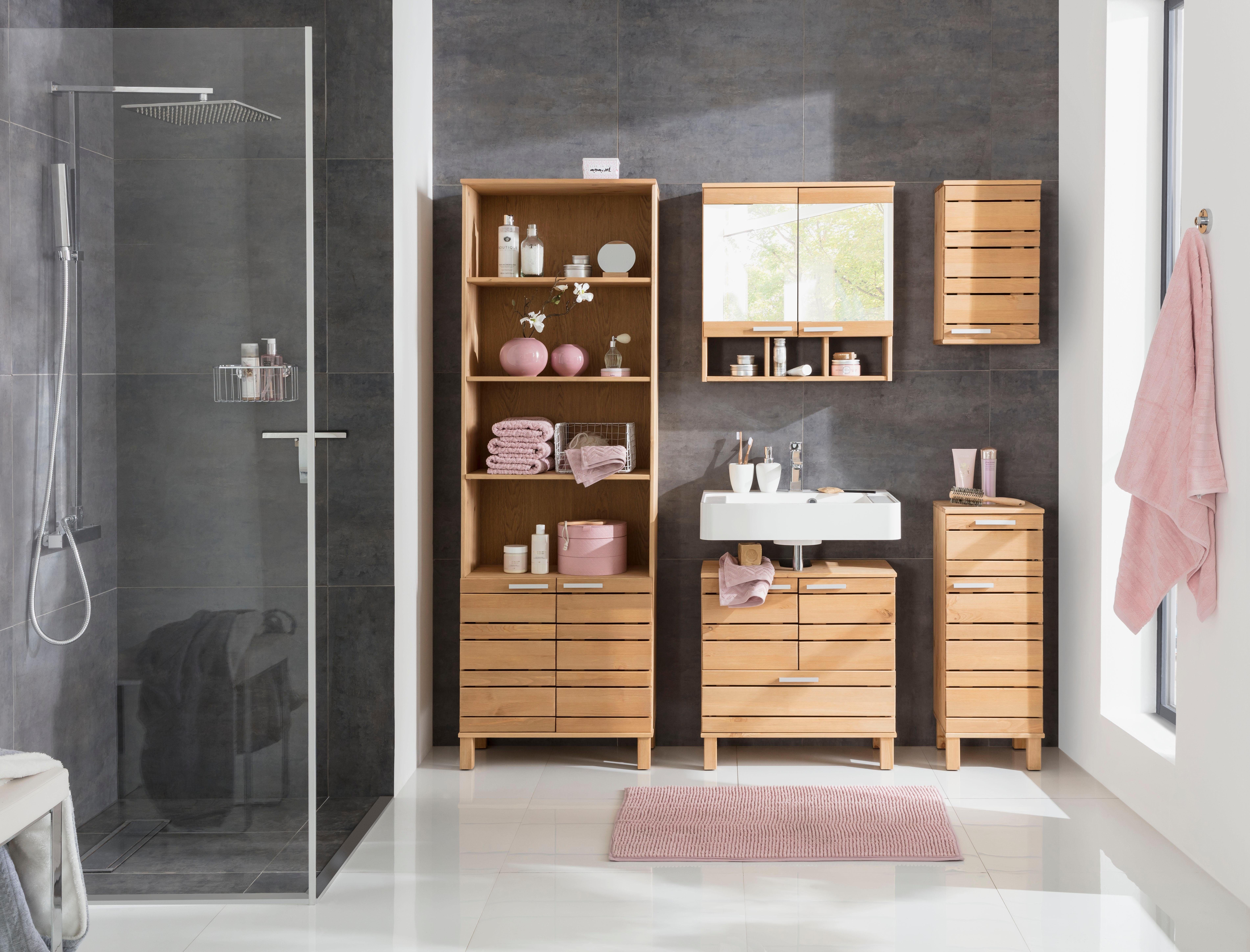 Home affaire Hangend kastje Josie Breedte 30 cm, van massief hout, verstelbare plank, metalen greep