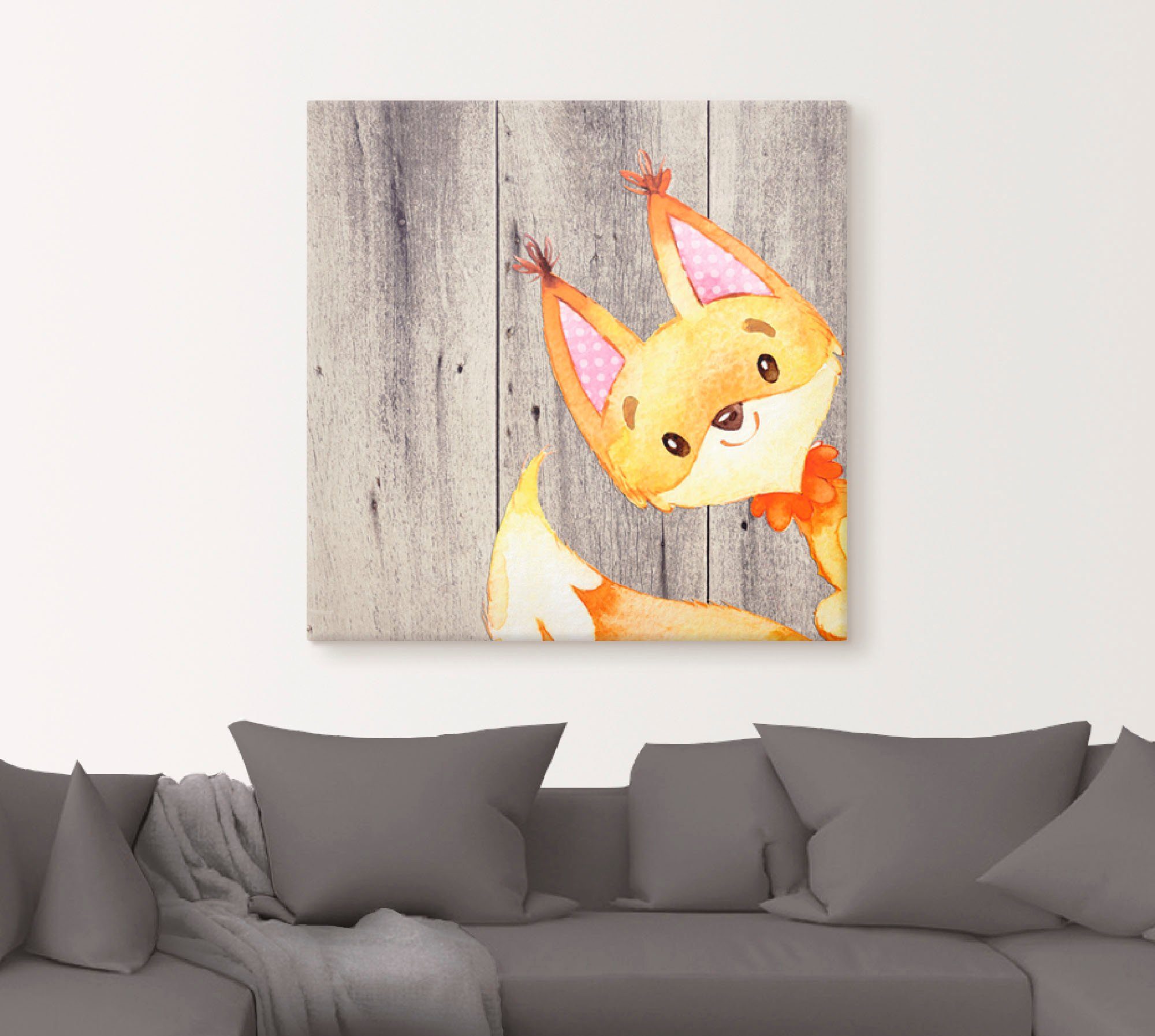 Artland Aluminium dibond print Bosvrienden - vos geschikt voor binnen en buiten, buitenafbeelding