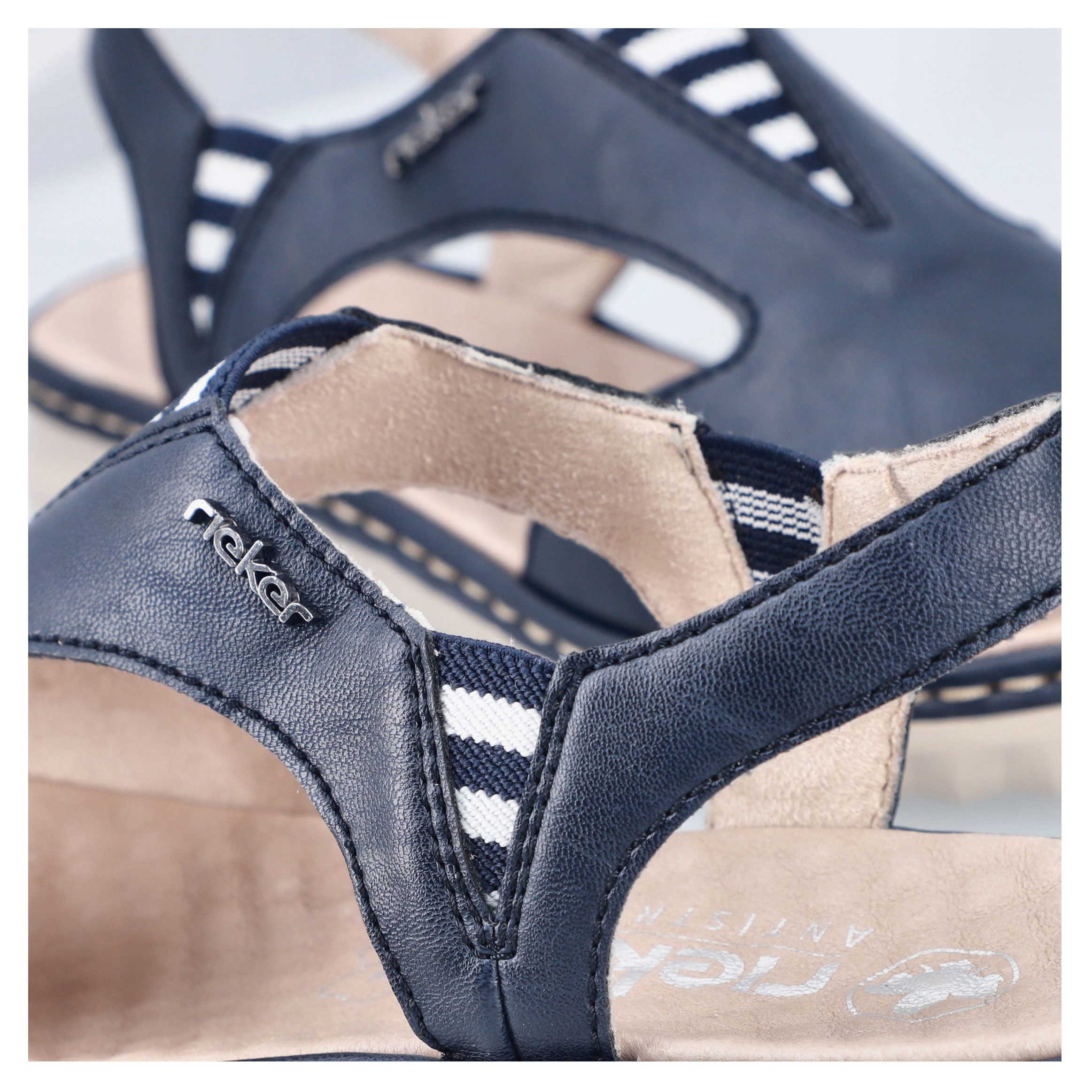 Rieker Sandalen , zomer schoen, sandalette, instapschoen met contrasterende siernaad