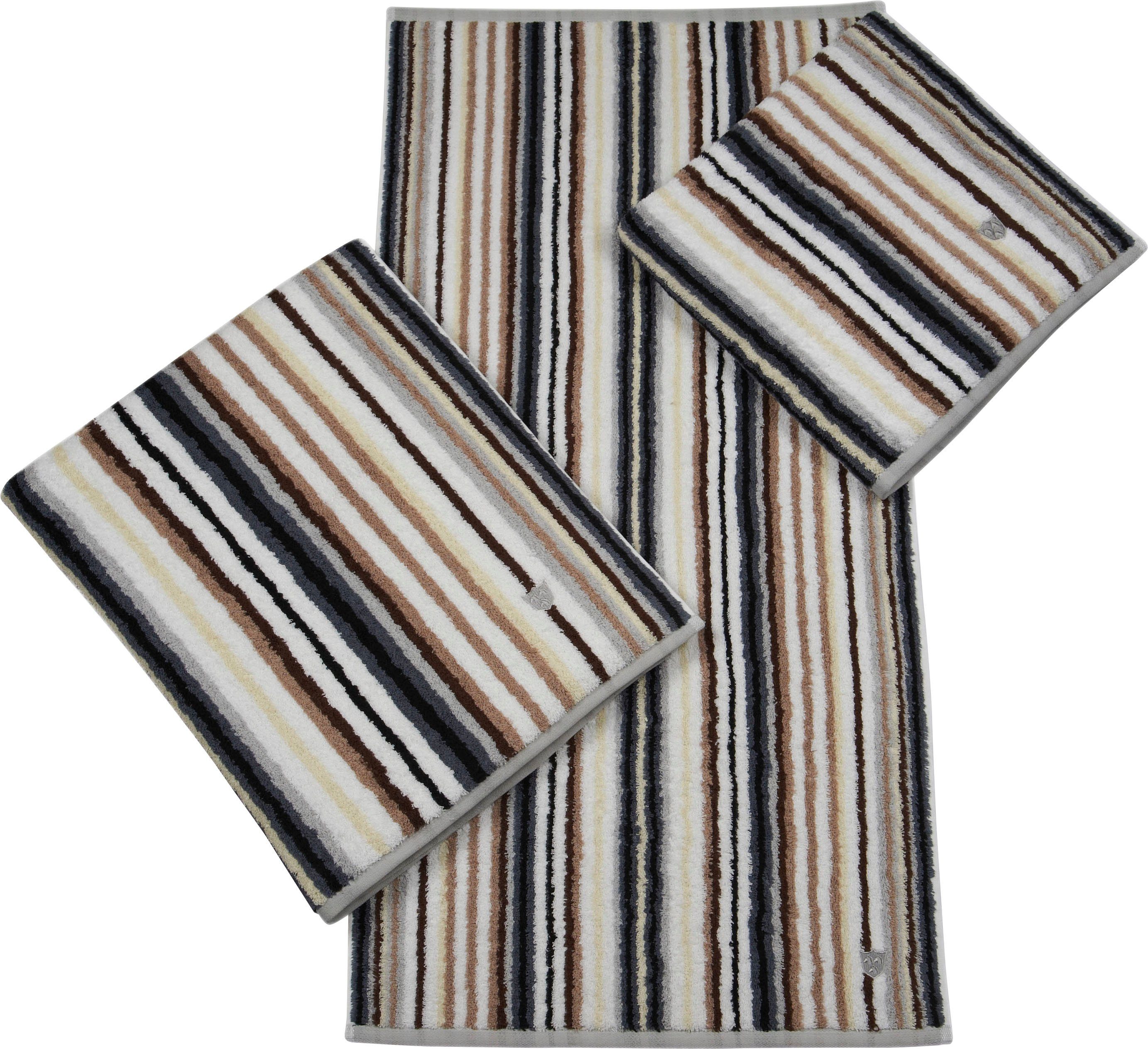 ROSS Handdoek VITA met strepen en geborduurd ross-embleem (2 stuks)