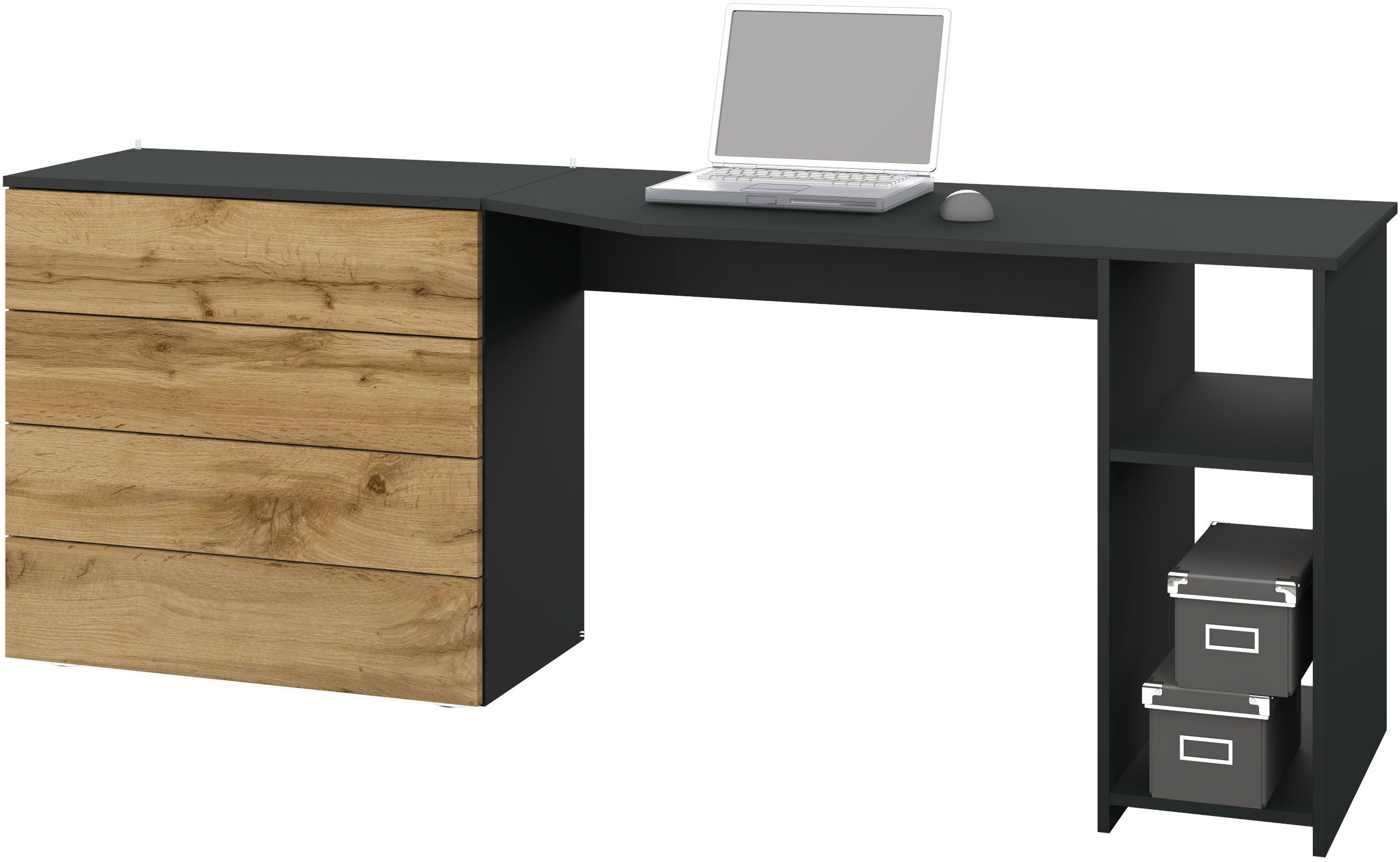 borchardt Möbel Bureau Vaasa Breedte 196 cm, push-to-openfunctie
