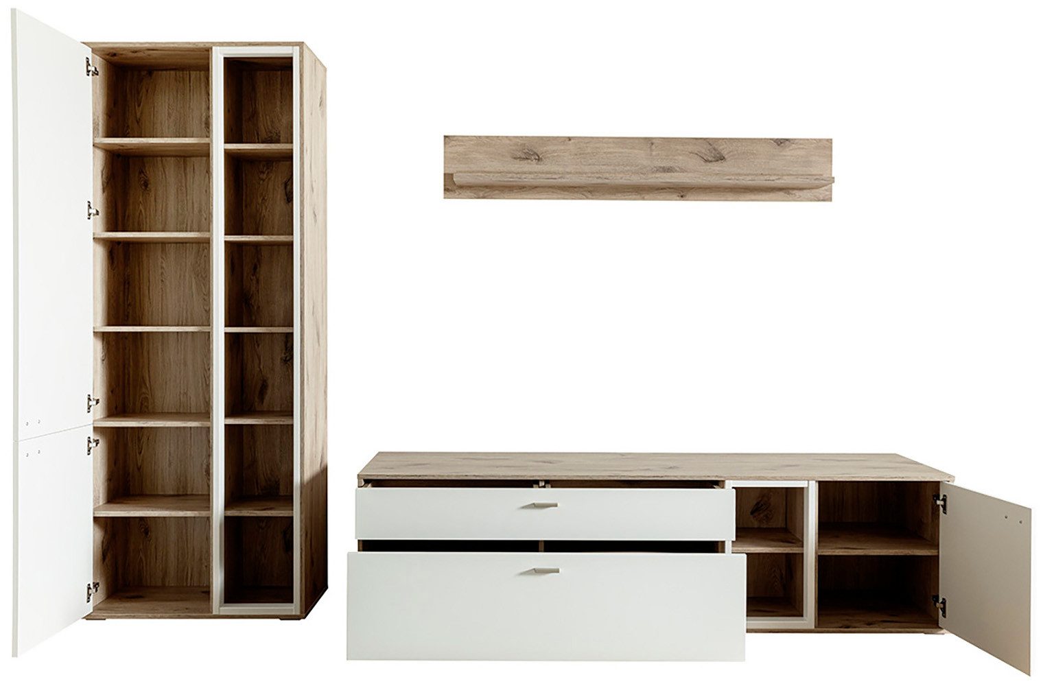MCA furniture Wandmeubel SANTERNO Woonkamer set (3-delig), deuren & lades gedempt, breedte 292 cm (complete set, 3-delig)