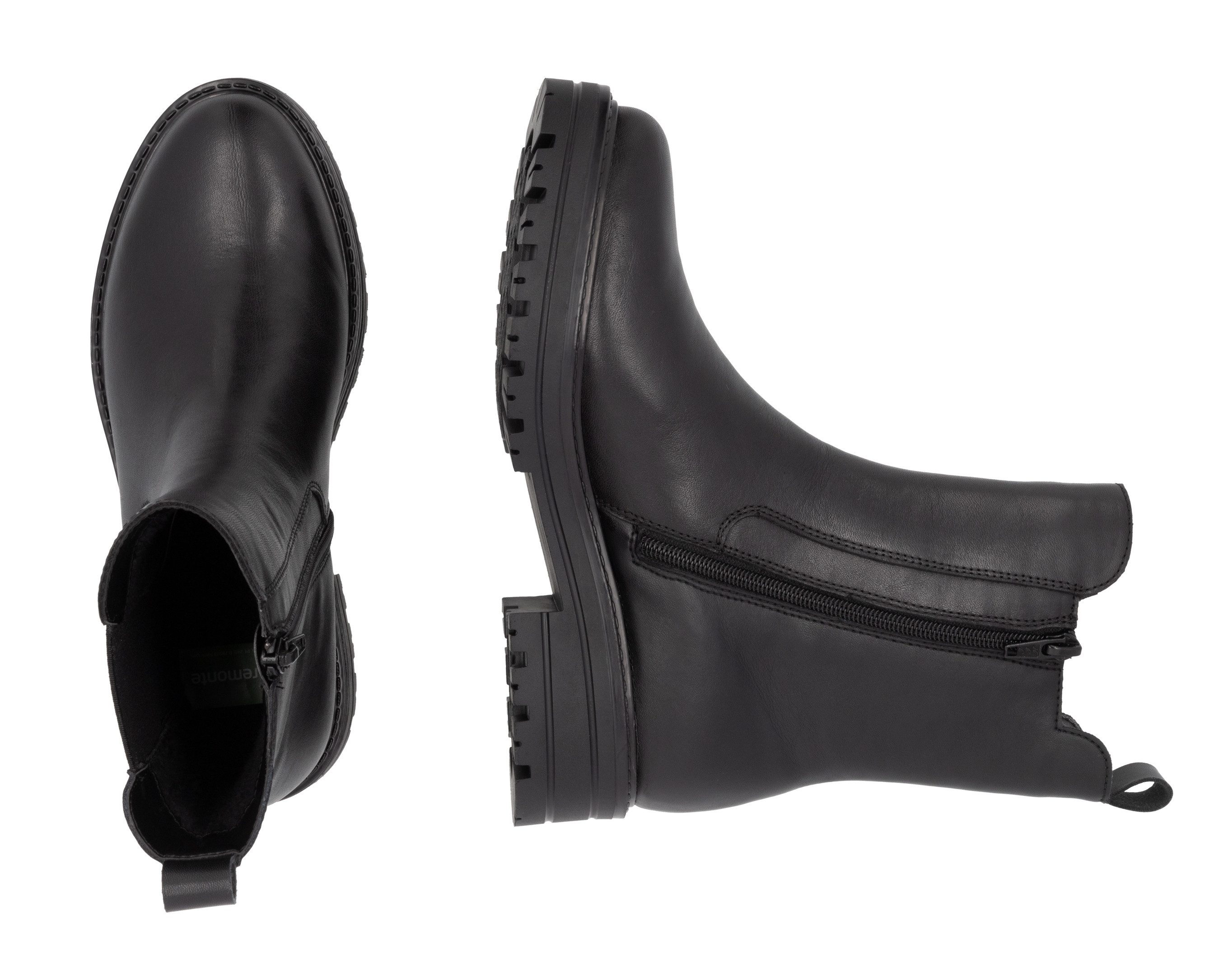 Remonte Chelsea-boots blokhak, laarzen, enkellaars met afwerking in leeuwenlook