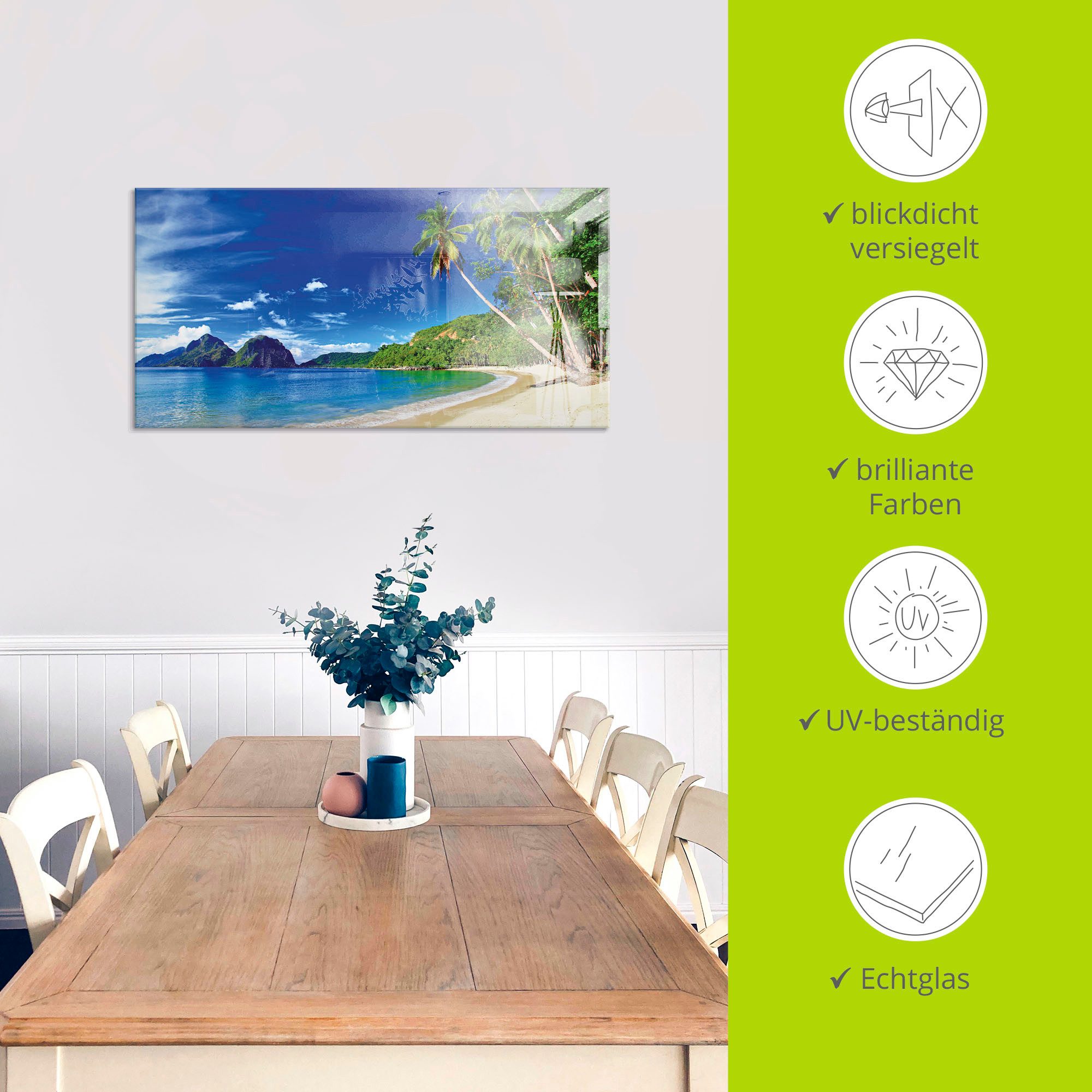 Artland Print op glas Paradijs in verschillende maten