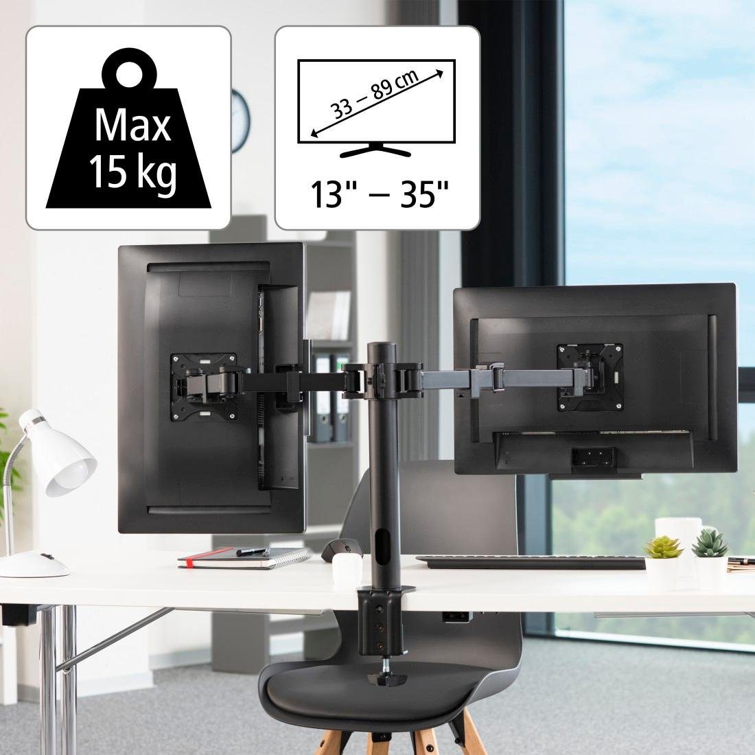Hama Monitorhouder Beeldschermsteun, 2 monitoren, dubbele arm zwart