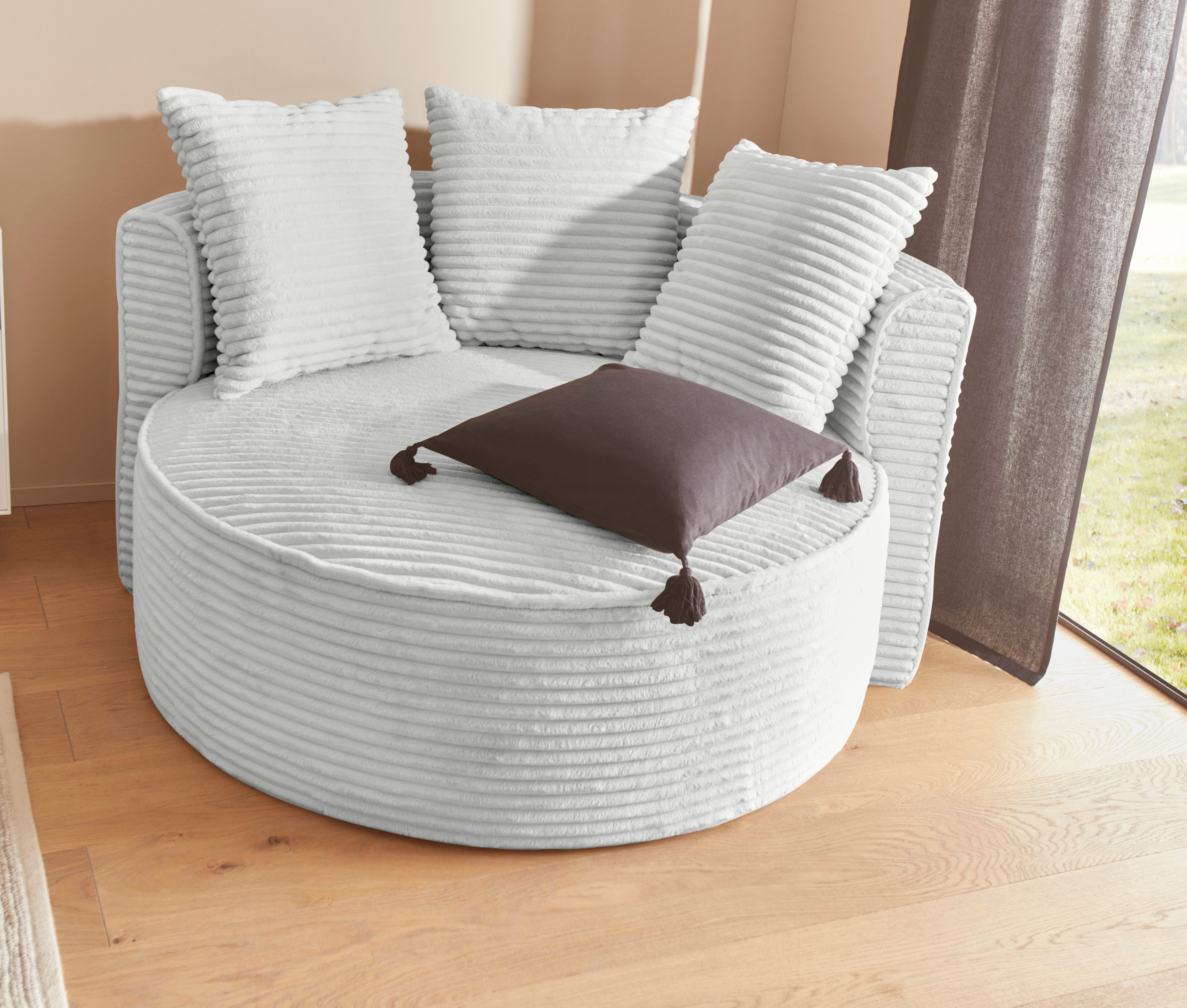 LeGer Home by Lena Gercke XXL-fauteuil Isalie, leesstoel, loveseat, inclusief sierkussens trendy stoffen, met 3 sierkussens, grote zitvlak, poef optioneel