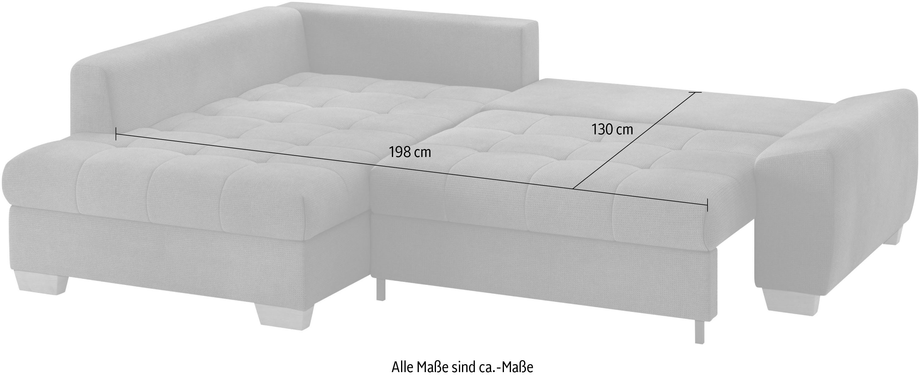 Mr. Couch Hoekbank Nikita II, L-vorm, tot 140kg per zitplaats belastbaar met koudschuim bekleding, optioneel met bed en bedlade