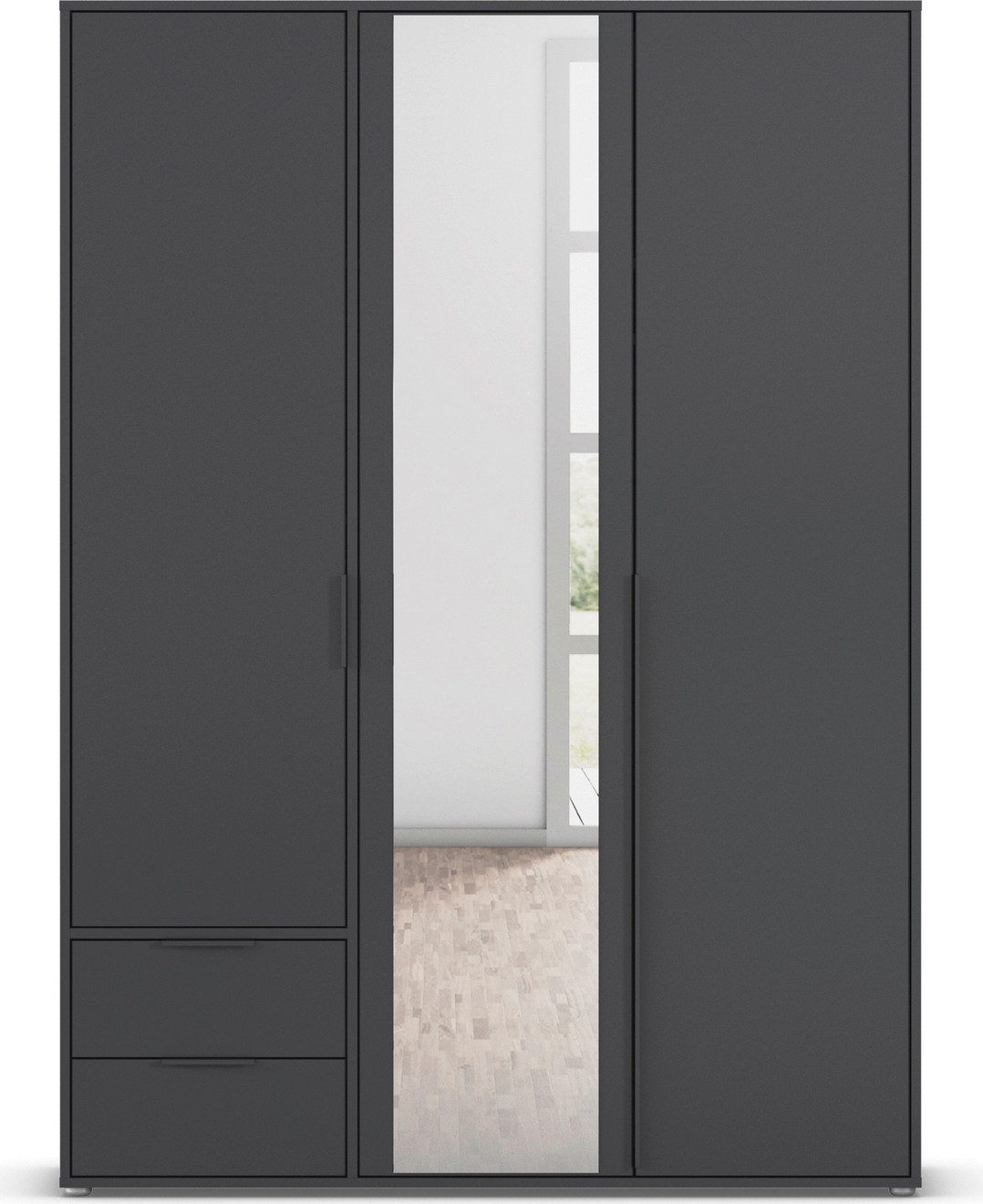 rauch Draaideurkast Kledingkast Kast Garderobe Wasmand NAGATA met Spiegel und schubladen sowie stangengriffen topseller made in germany