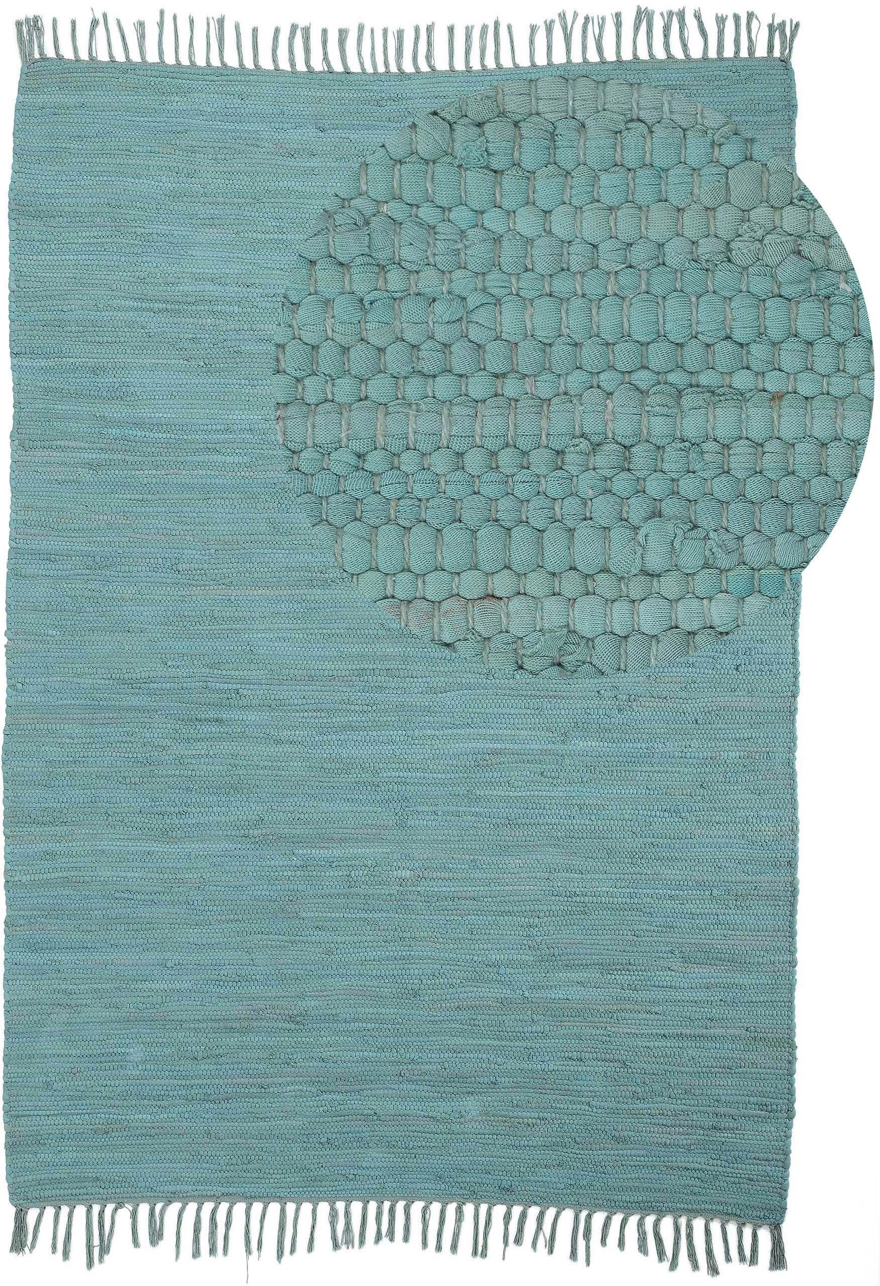 carpetfine Vloerkleed Kelim Chindi uni Tweezijdig te gebruiken kleed, puur katoen, met de hand geweven, unikleuren, met franje