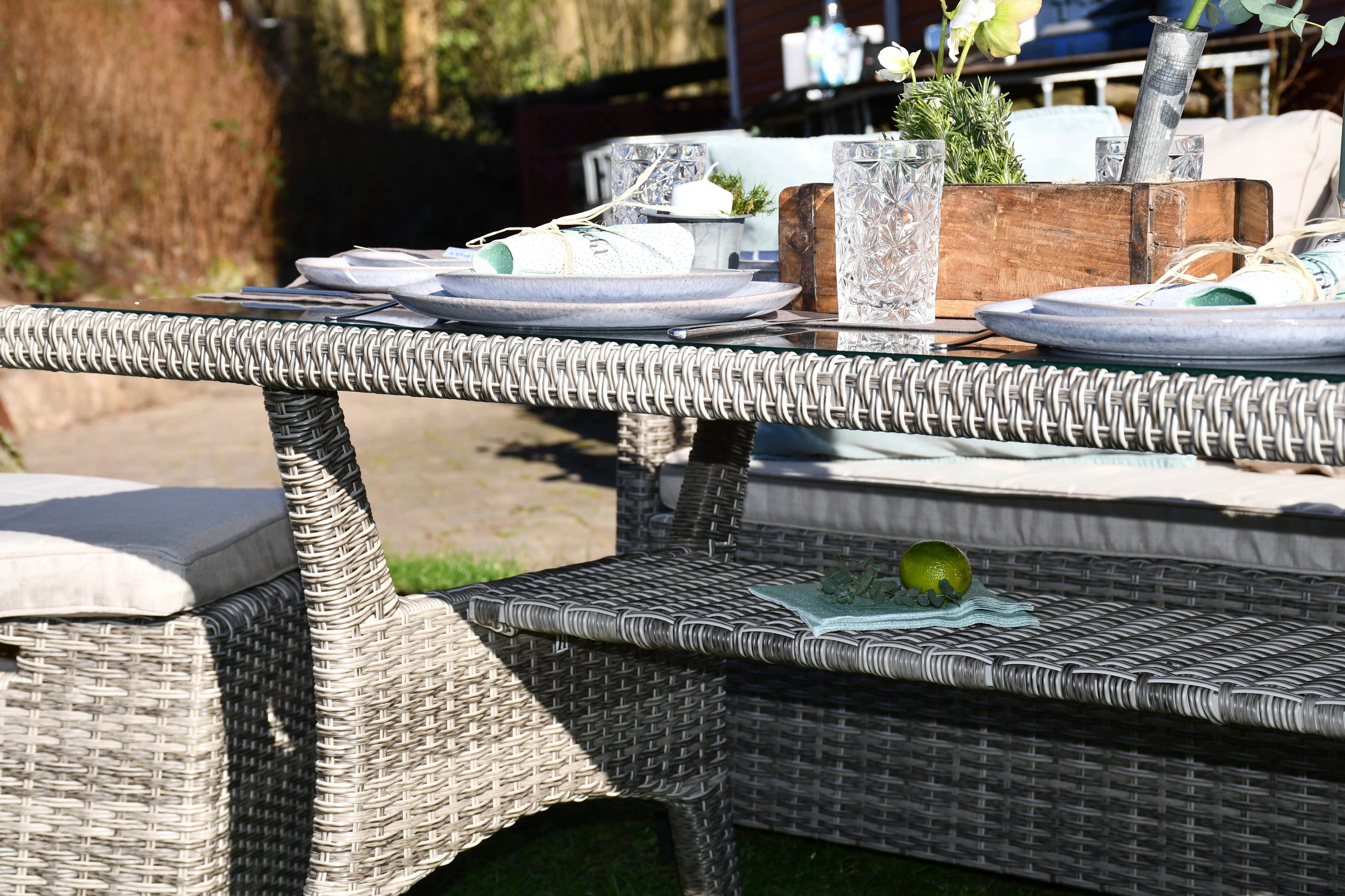 my Flair Tuinset 1 bank, 1 fauteuil, 2 poefs, 1 tafel (5-delig)