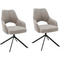 mca furniture stoel met armleuningen bangor bekleding chenille look, 180° draaibaar met nivellering, pocketveringskern, stoel belastbaar tot 120 kg (2 stuks) beige