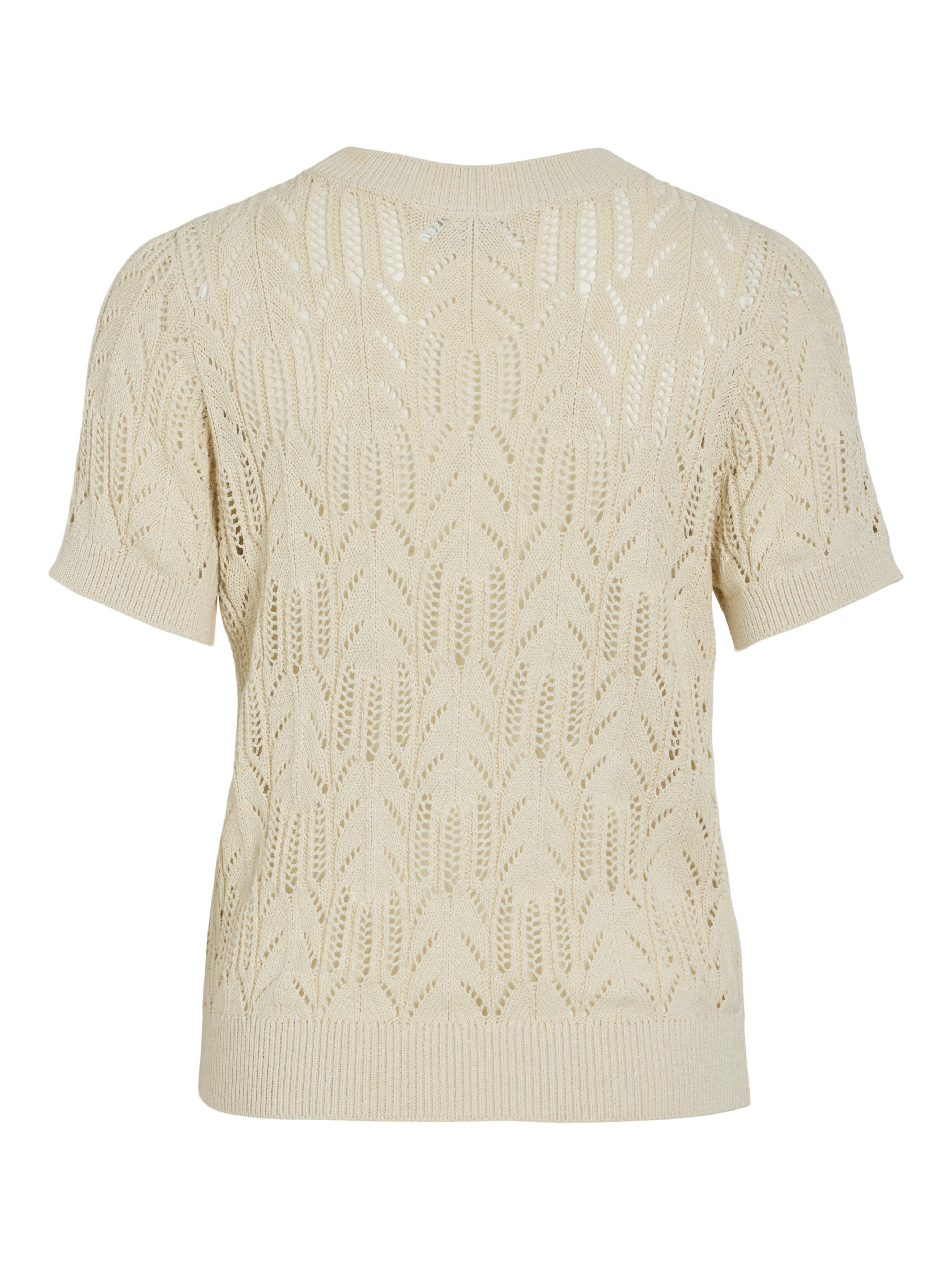 Vila Trui met korte mouwen VICOTTI S/S O-NECK KNIT TOP - NOOS