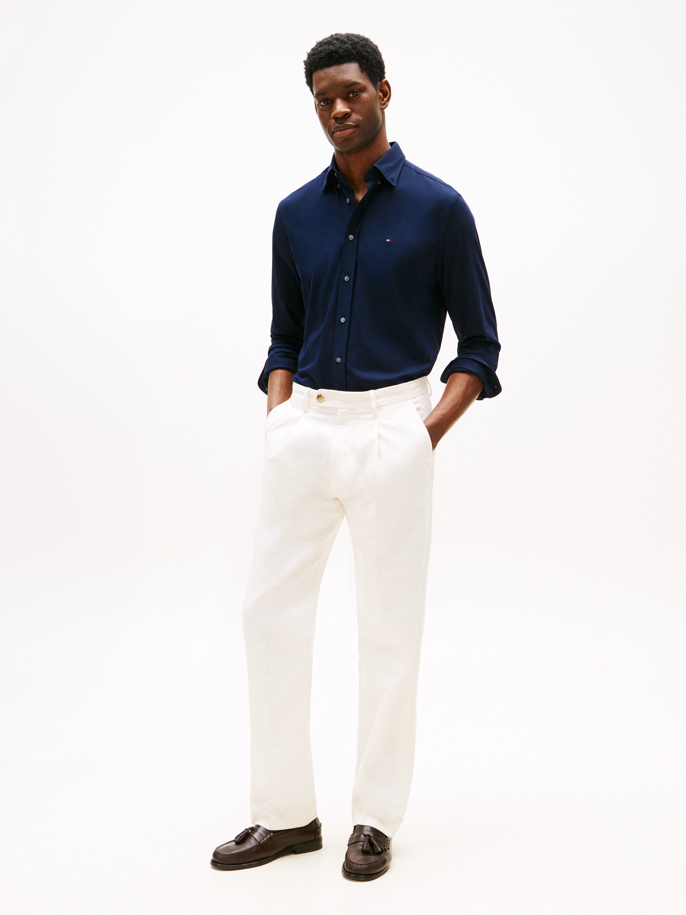 Tommy Hilfiger Overhemd met lange mouwen PERFORMANCE KNIT SOLID LS SHIRT