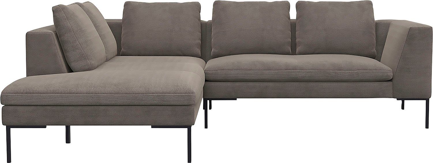 FLEXLUX Hoekbank Loano, super comfortabel zitcomfort door koudschuim in de zitting, L-vorm bruin, hoekbanken, lange Ottomane links