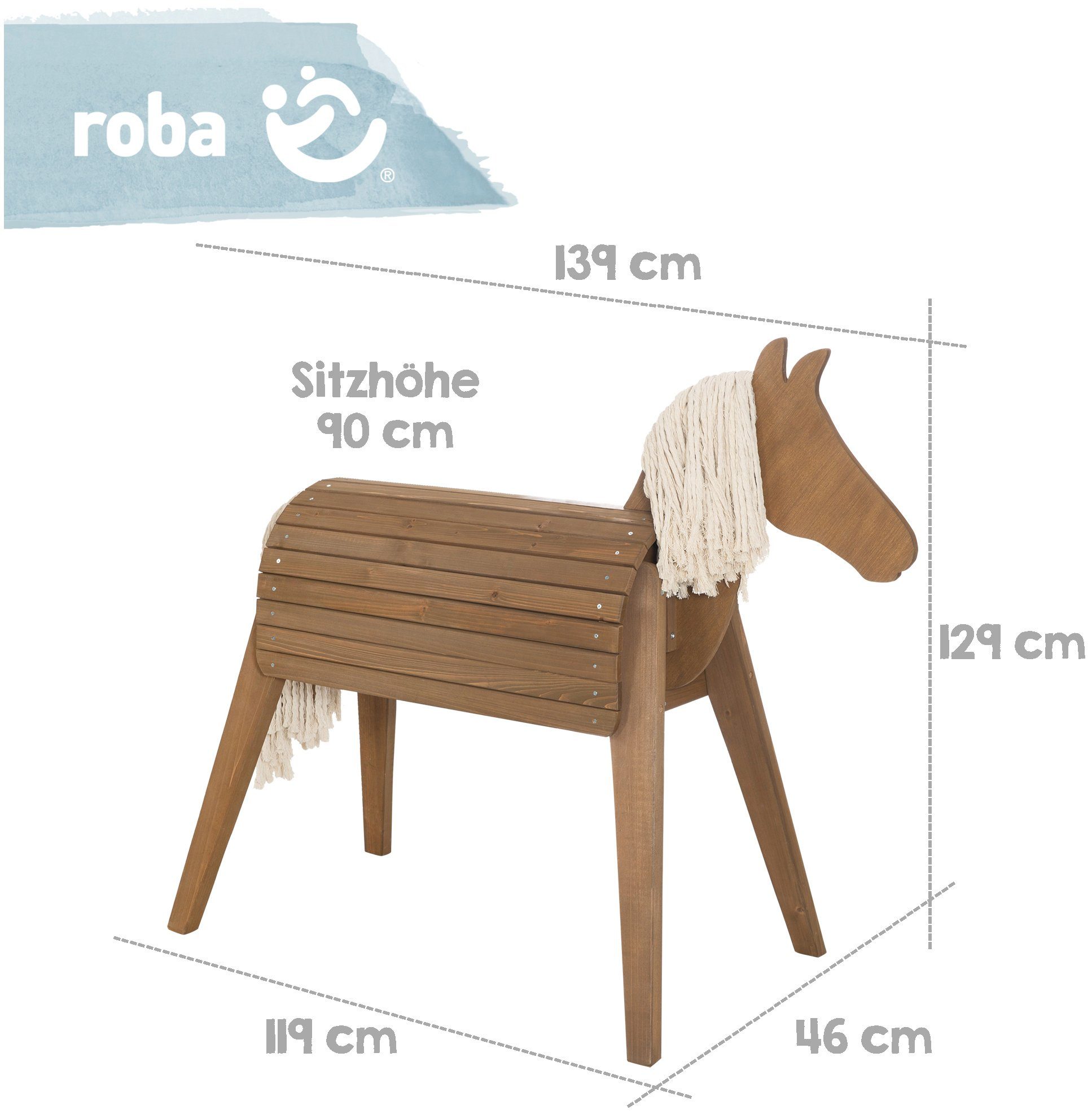 Roba® Houten paard Hxbxd: 156 x 51 x 139 cm