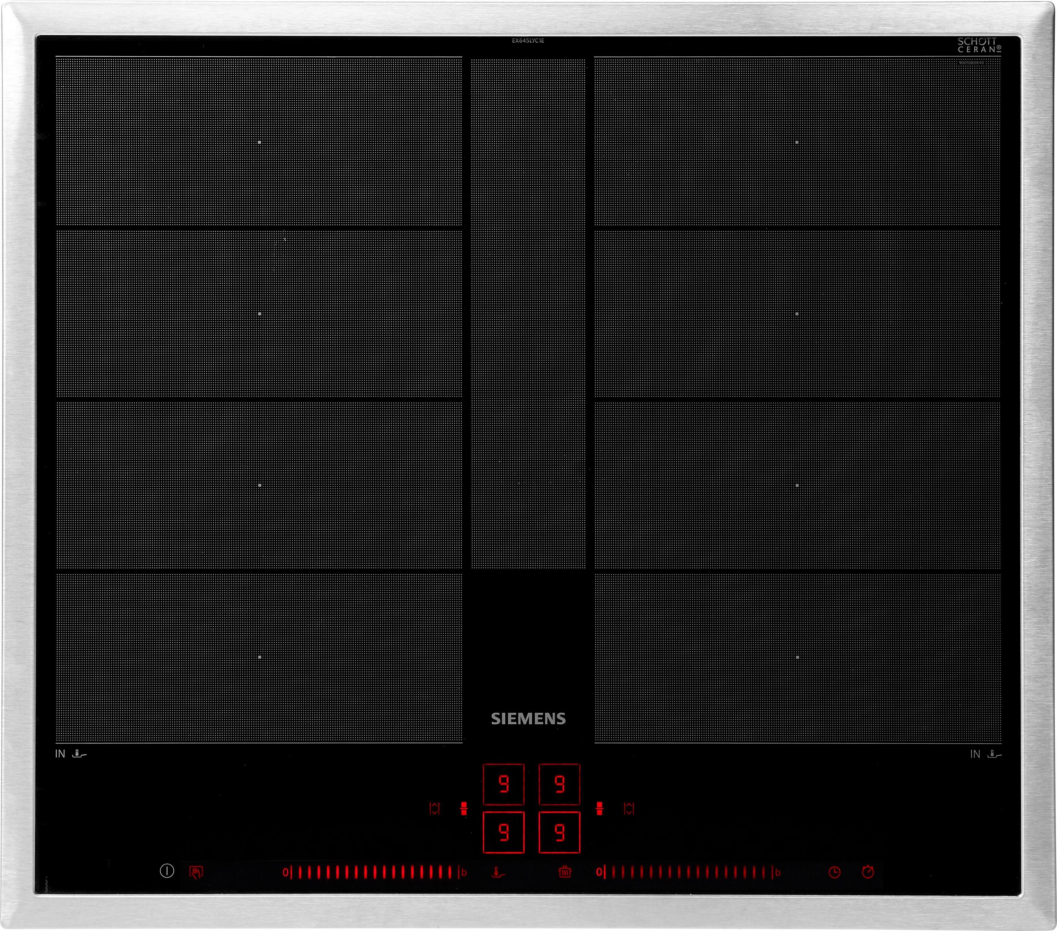 SIEMENS Flex-inductiekookplaat van SCHOTT CERAN EX645LYC1E kookplaten zilver(kleur)