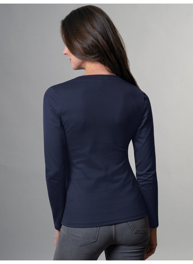 Trigema T-shirt TRIGEMA langarmshirt met V-hals (1-delig)