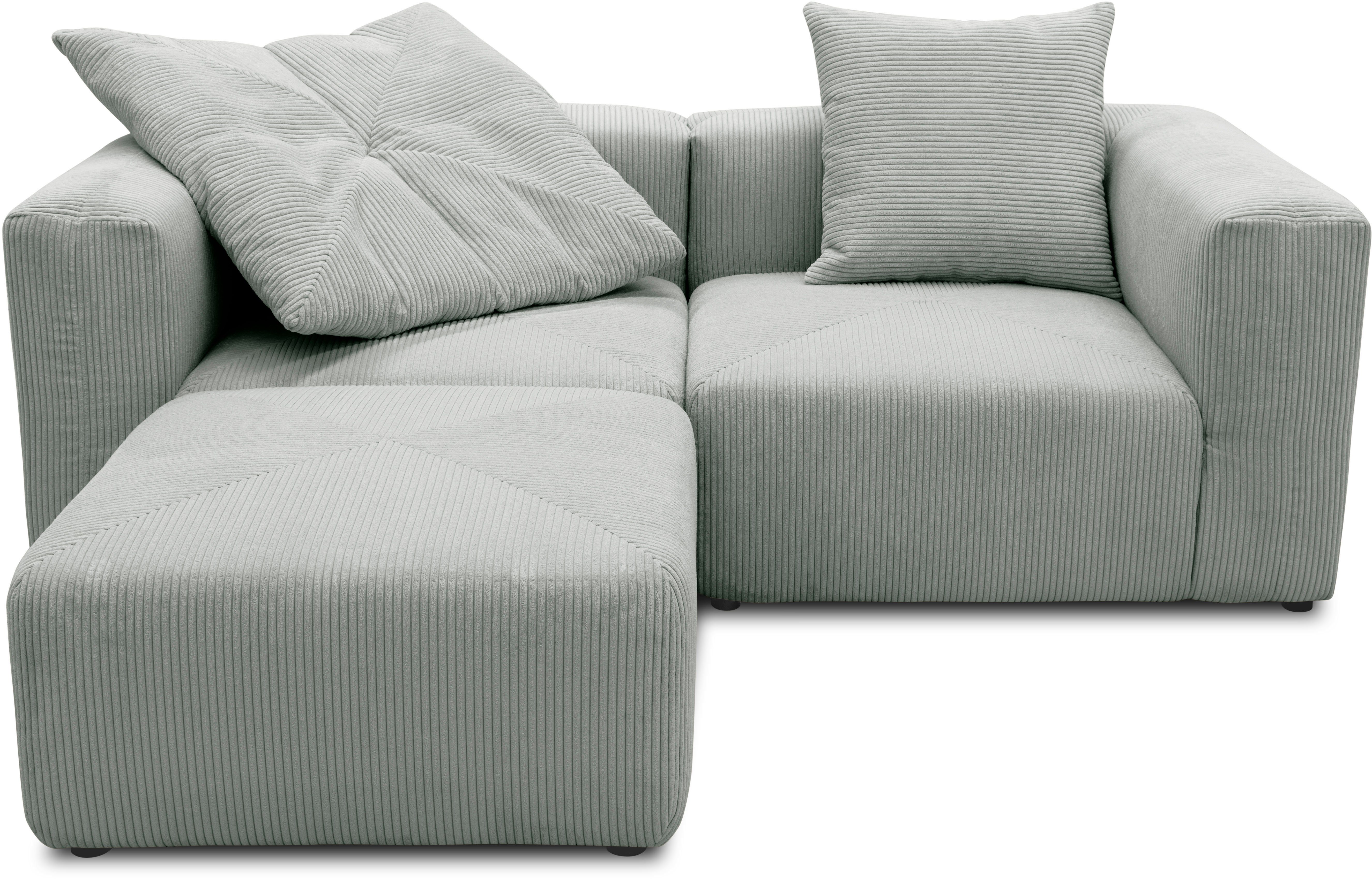 RAUM.ID Hoekbank Gerrid L-vorm Cord, modulaire bank, bestaand uit 2 hoekelementen + 1 hocker