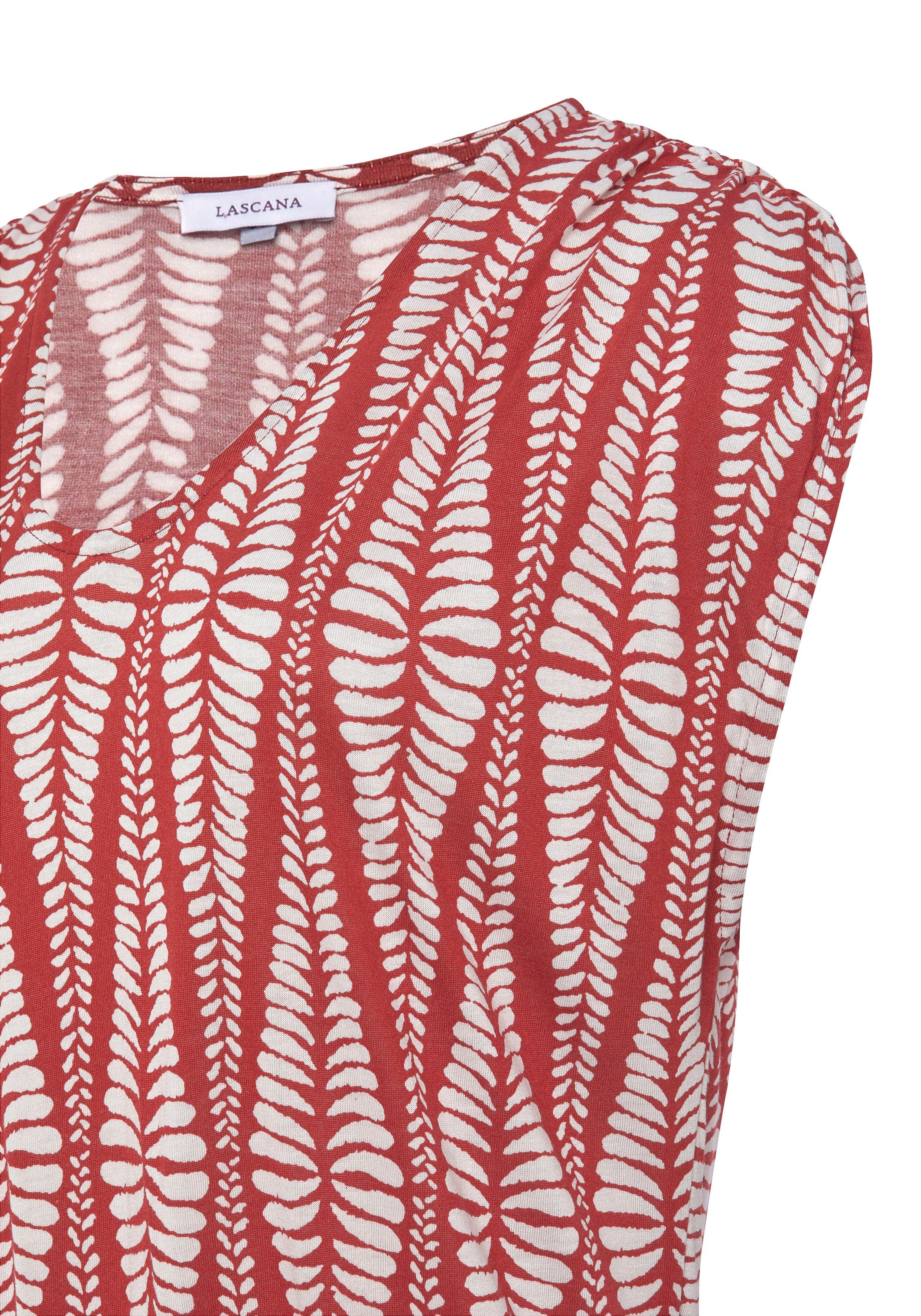 Lascana Jerseyjurk met brede smockband kort zomerjurk met alloverprint