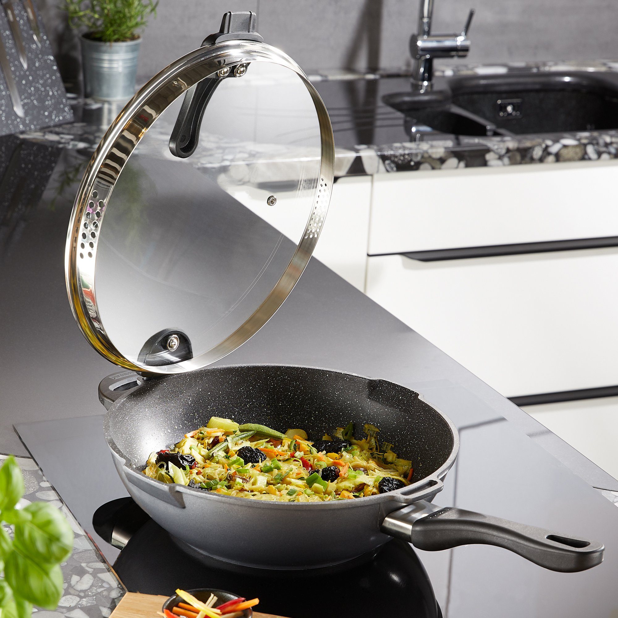 STONELINE Wok Future Ø 32 cm, afneembare grepen, inductie