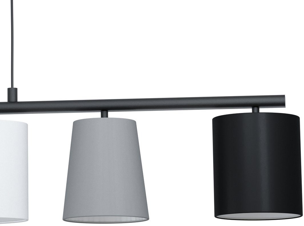 EGLO Hanglamp ALMEIDA 1 zwart / l120 x h110 x b25,5 cm / excl. 5 x e14 / stoffen lampenkappen